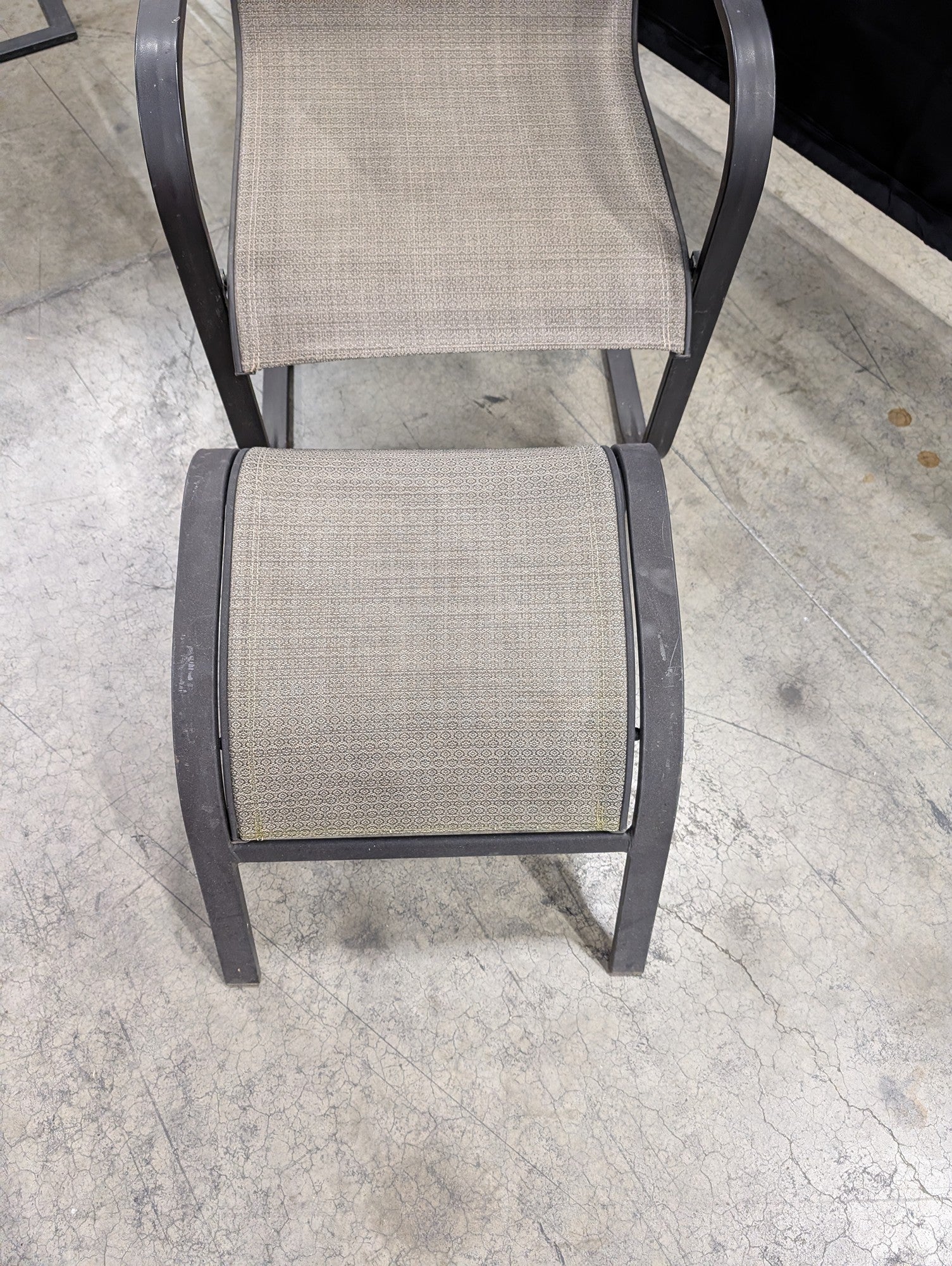 Outdoor Patio Sling Lounge Chair with Matching Ottoman - Image 5