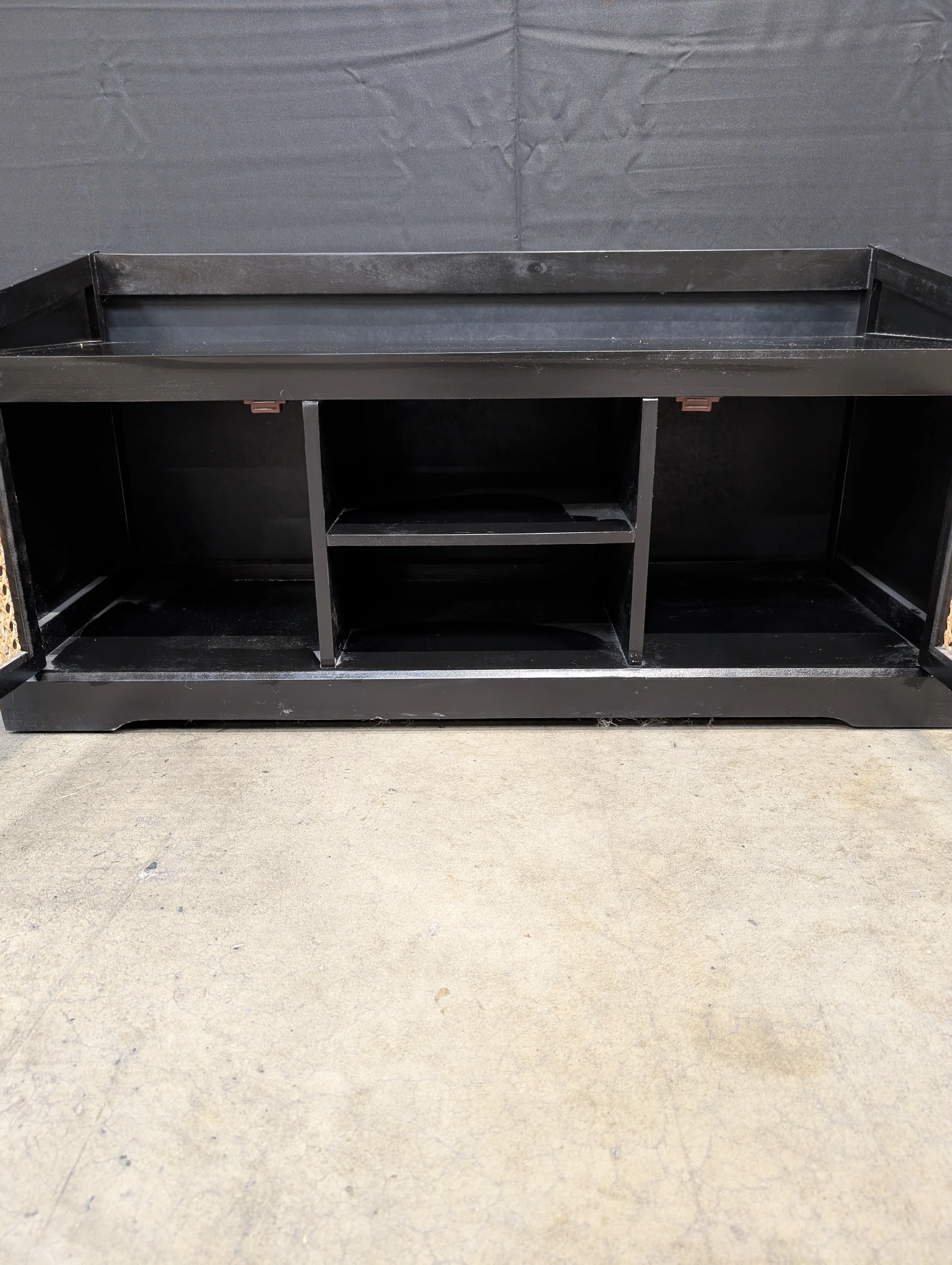 Modern Black Cane Door Storage Cabinet Media Console - Image 2