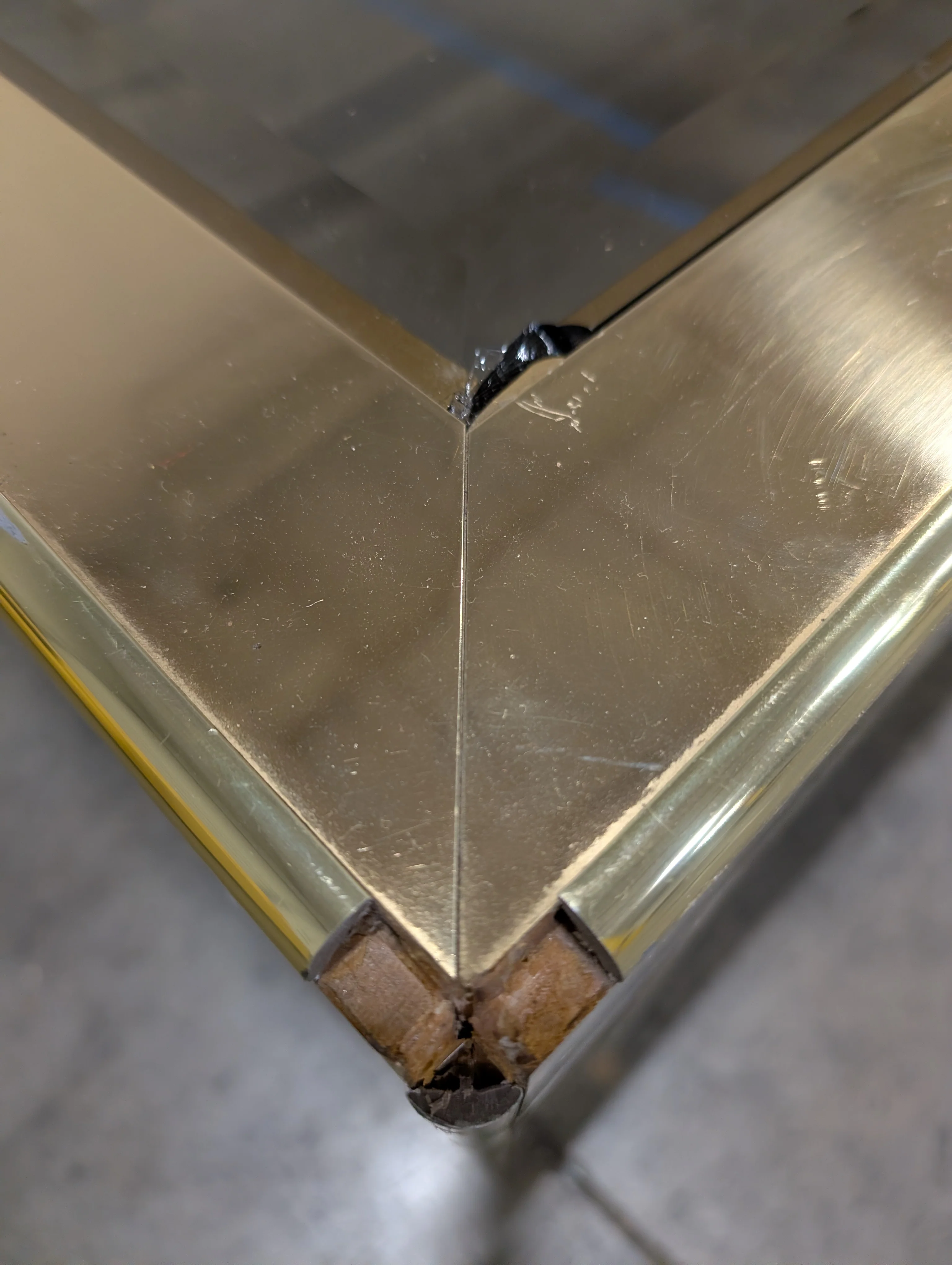 Mid-Century Modern Gold Tone Dining Table with Glass Top - Image 6