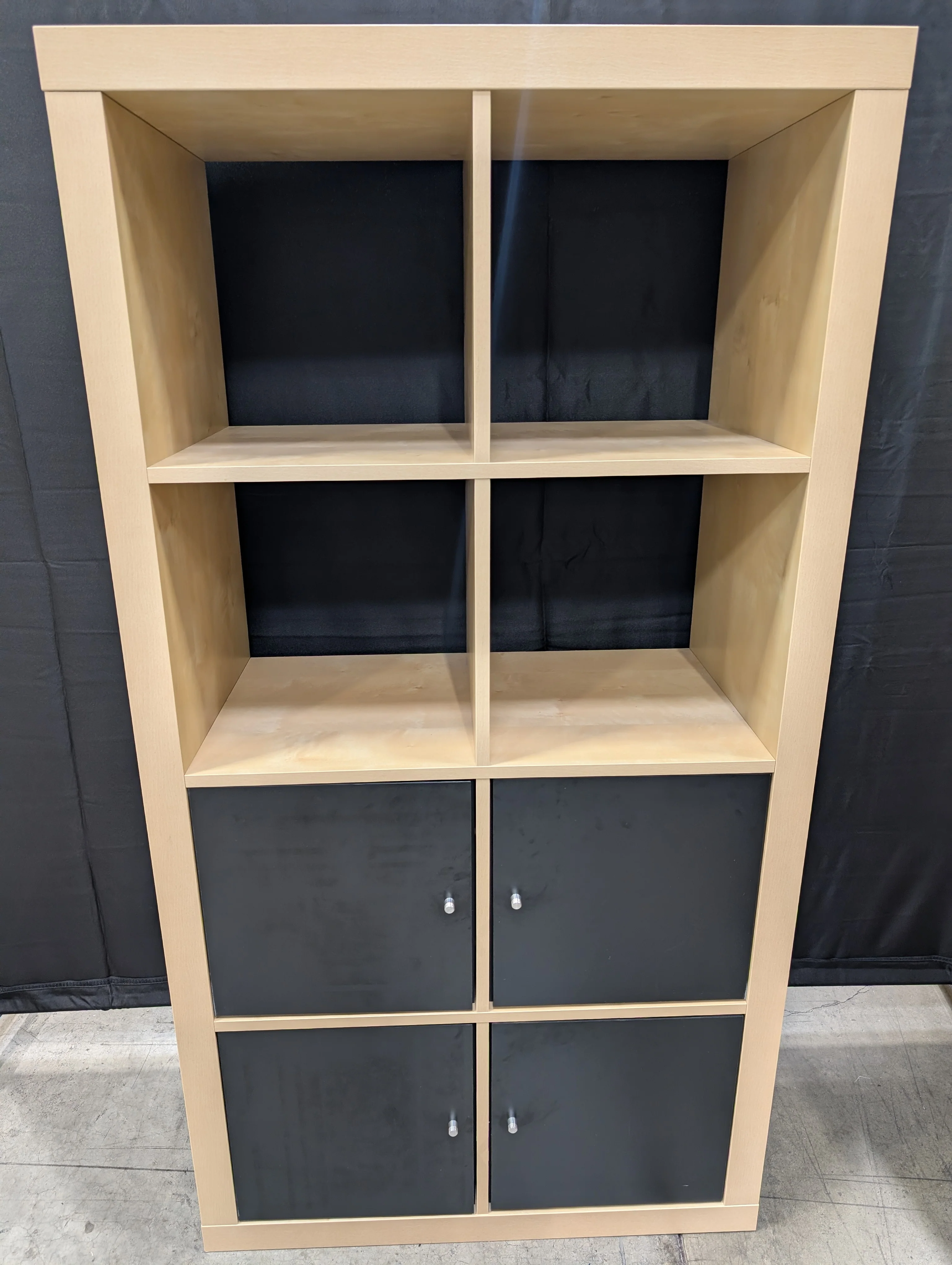 Versatile 8-Cube Organizer Shelf with Black Storage Bins