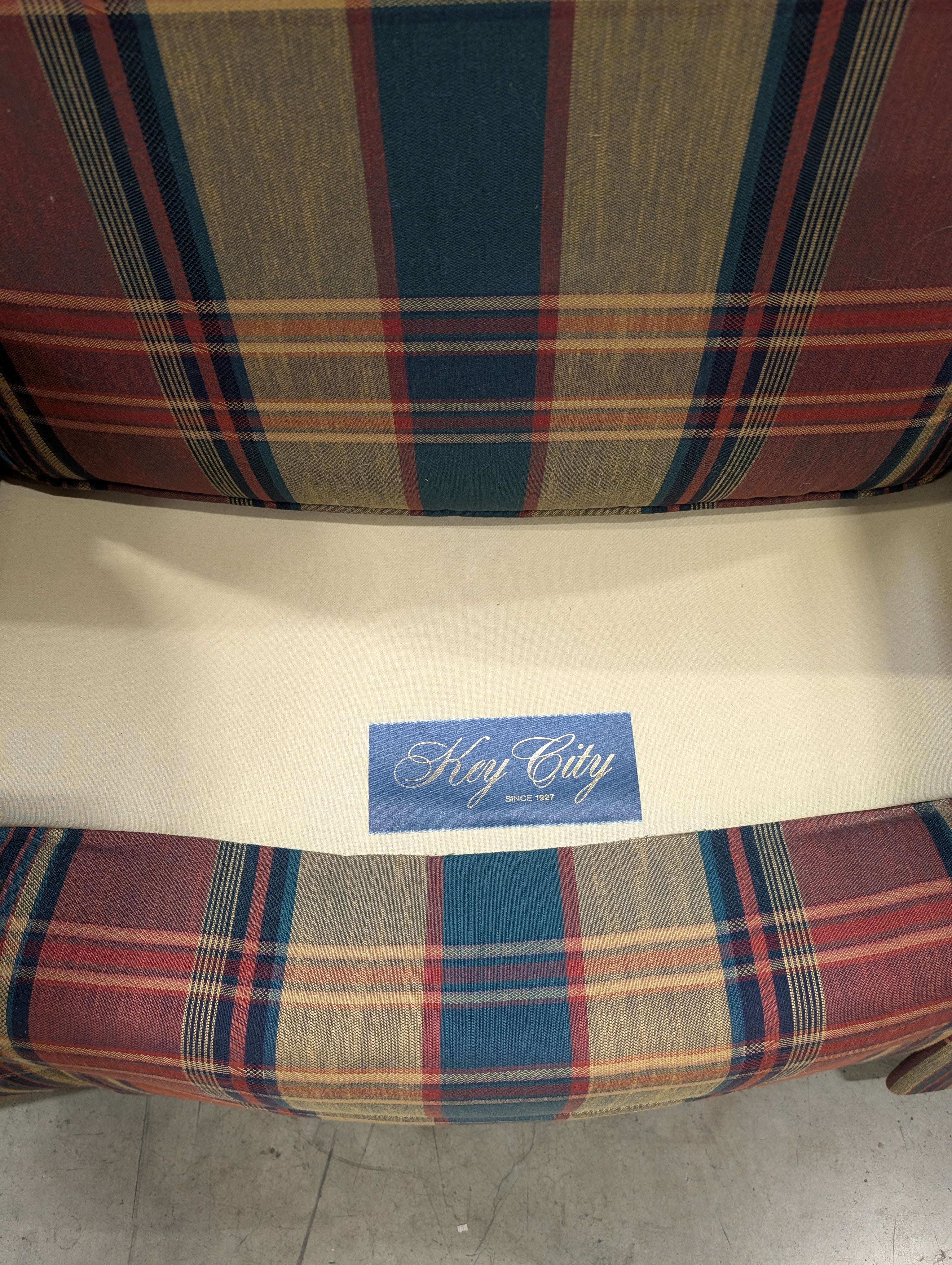 Classic Plaid Fabric Sofa with Loose Cushions | Key City Brand - Image 5