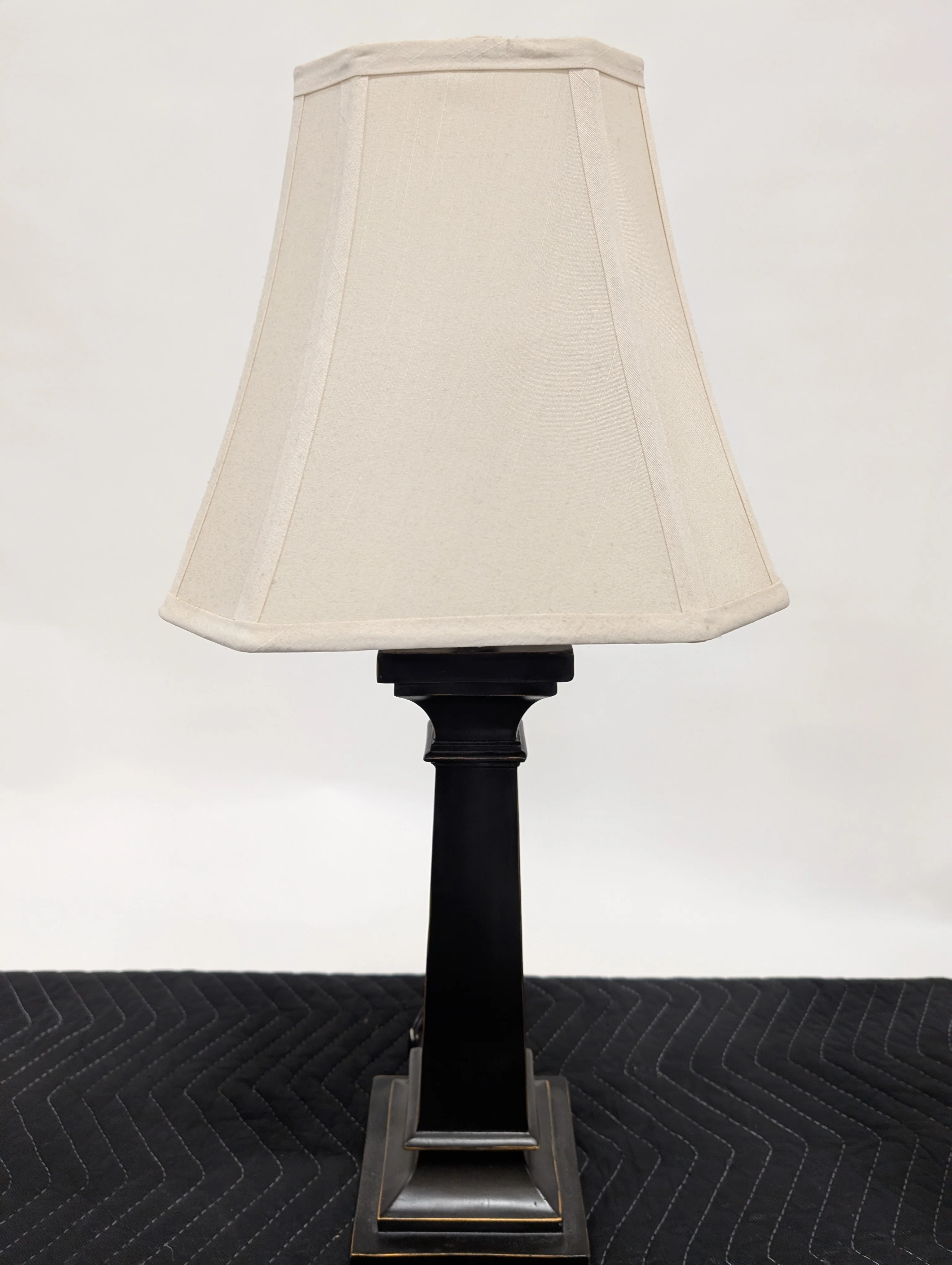 Traditional Dark Metal Table Lamp with Octagonal Fabric Shade
