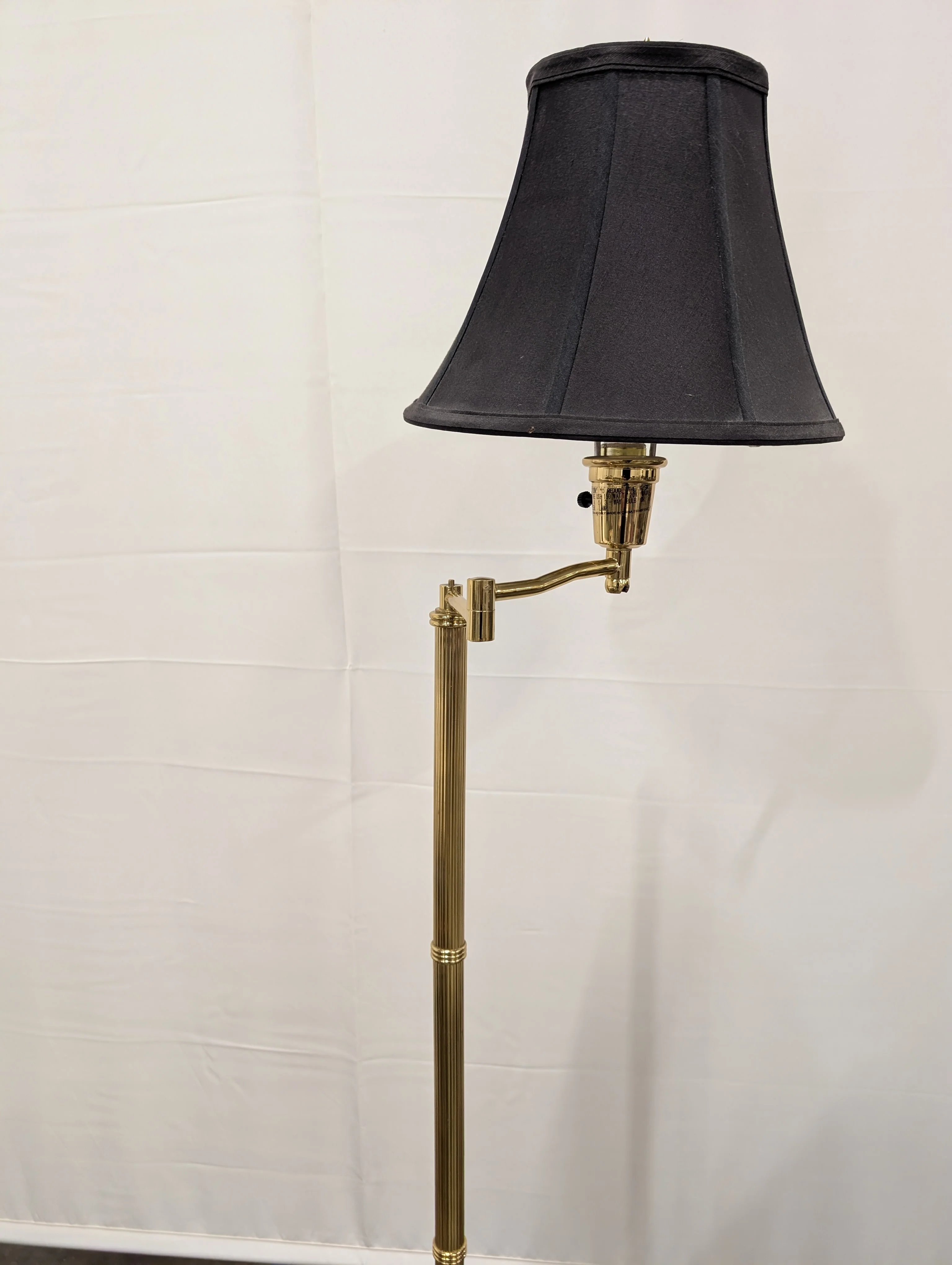 Vintage Style Brass Swing Arm Floor Lamp with Dark Shade - Image 2
