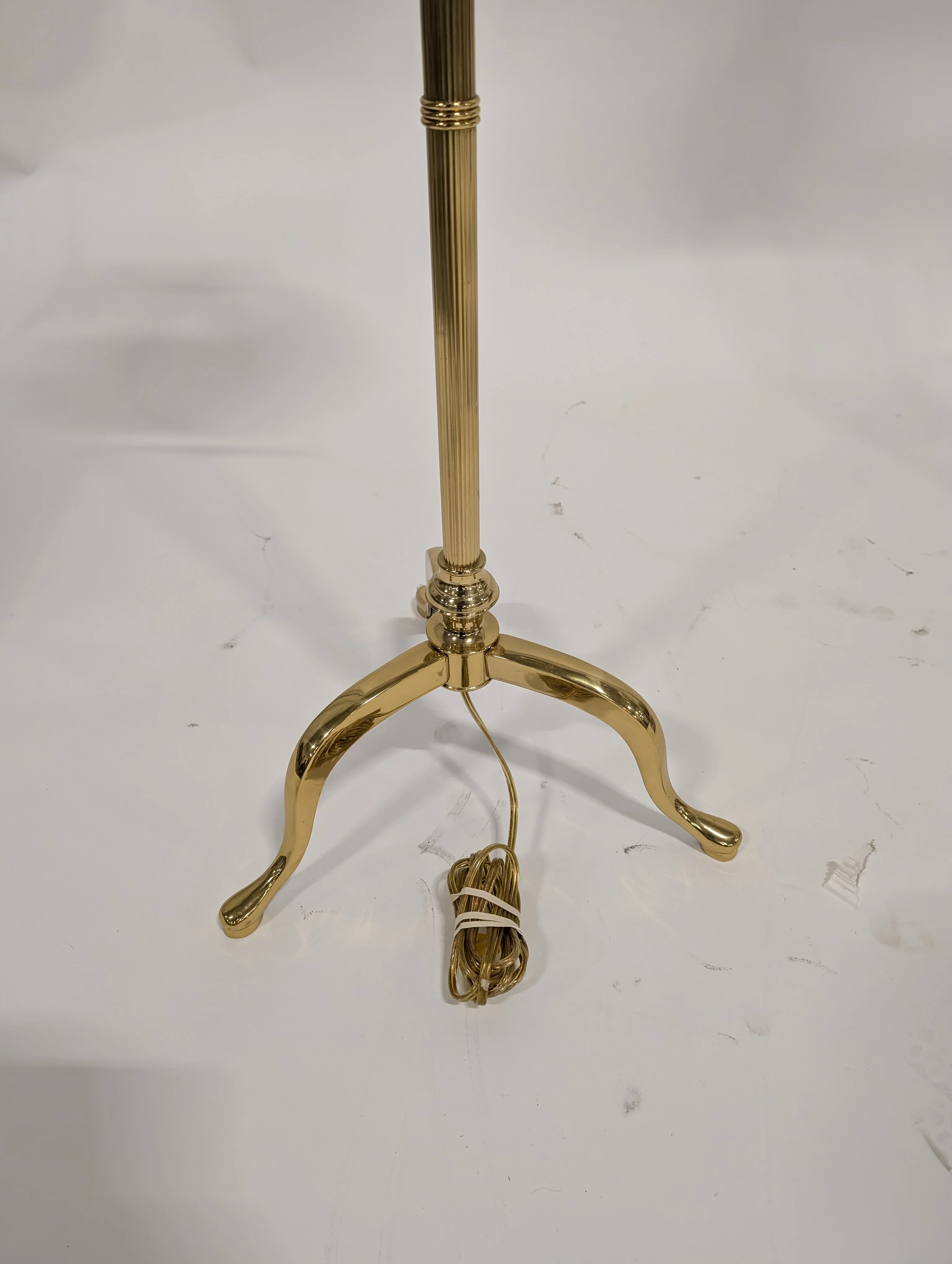 Vintage Style Brass Swing Arm Floor Lamp with Dark Shade - Image 5