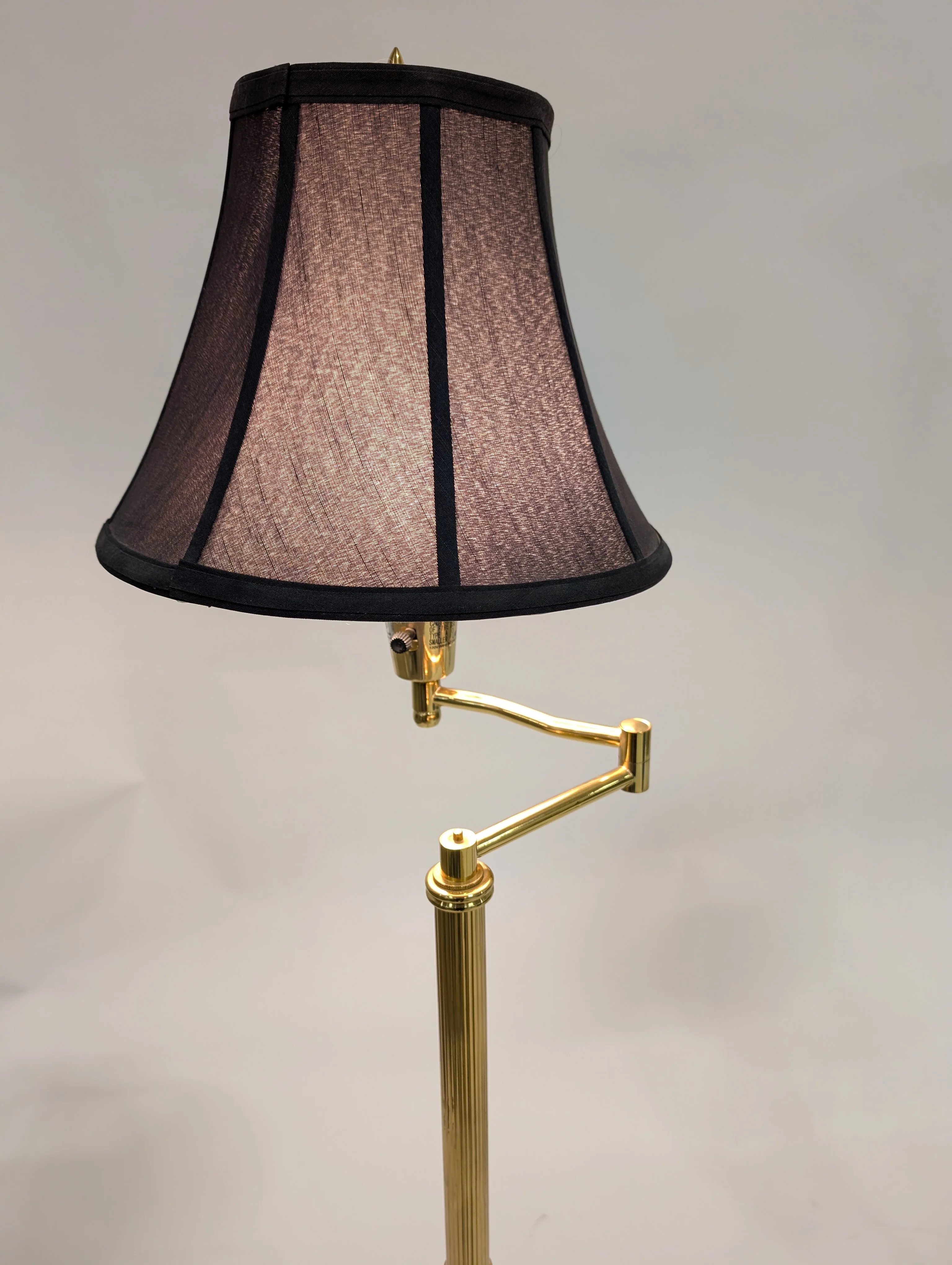 Vintage Style Brass Swing Arm Floor Lamp with Dark Shade - Image 7