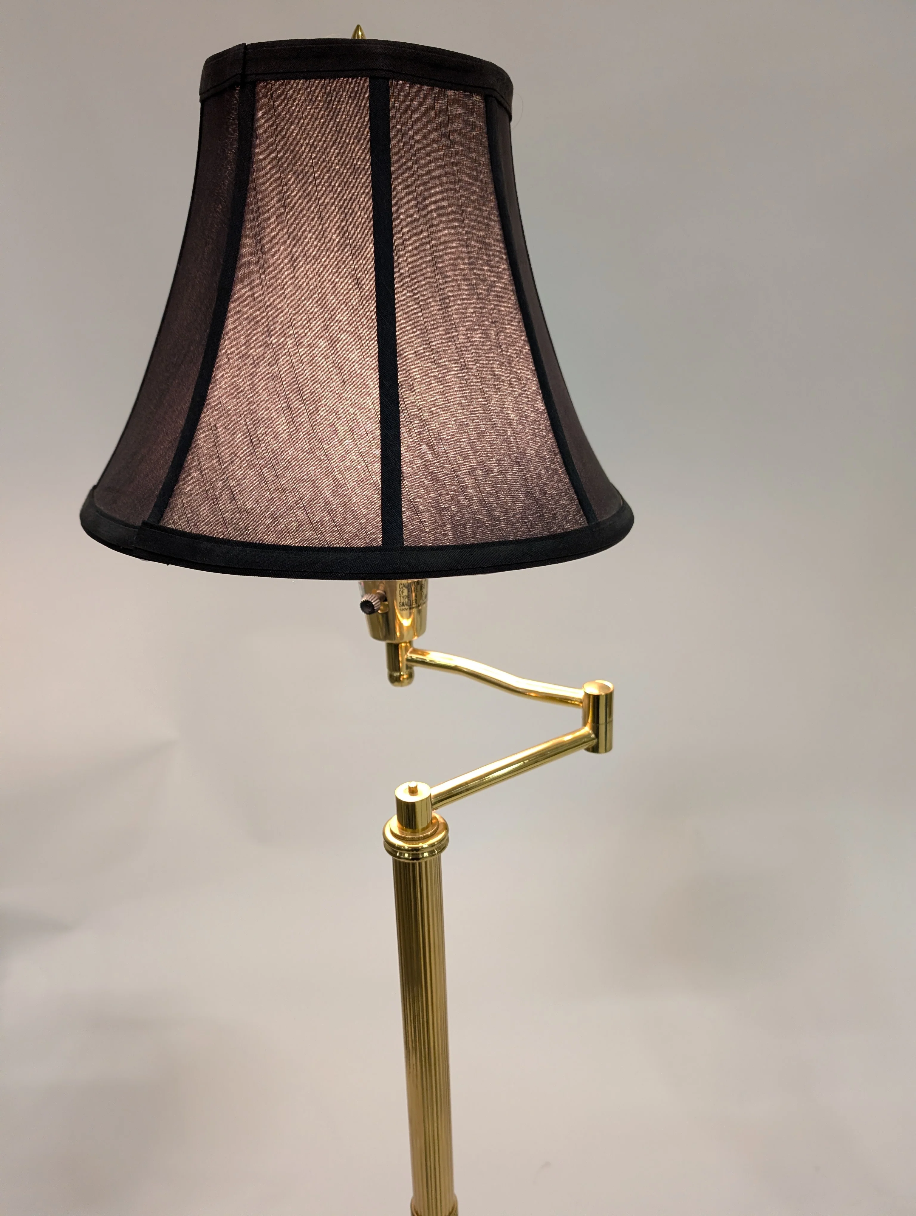 Vintage Style Brass Swing Arm Floor Lamp with Dark Shade - Image 8