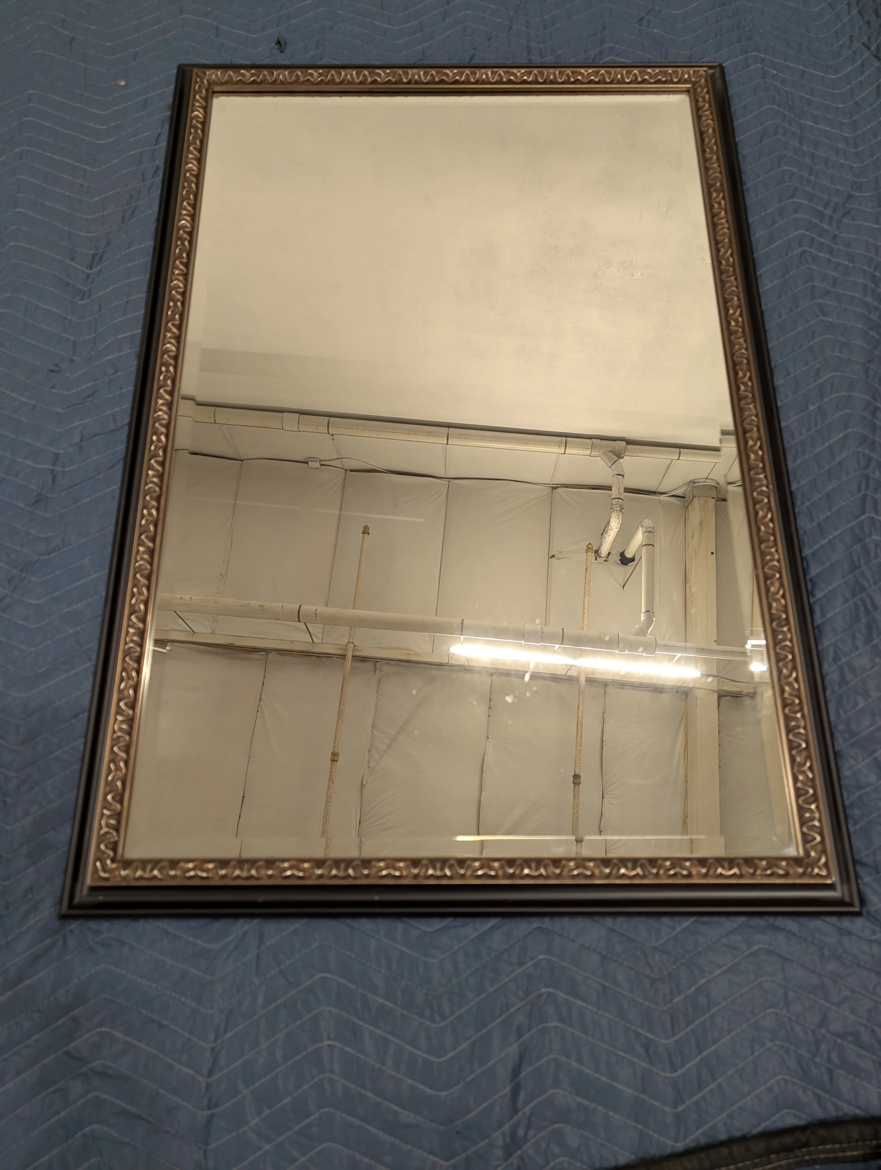 Substantial Rectangular Wall Mirror with Ornate Dark Frame - Image 2