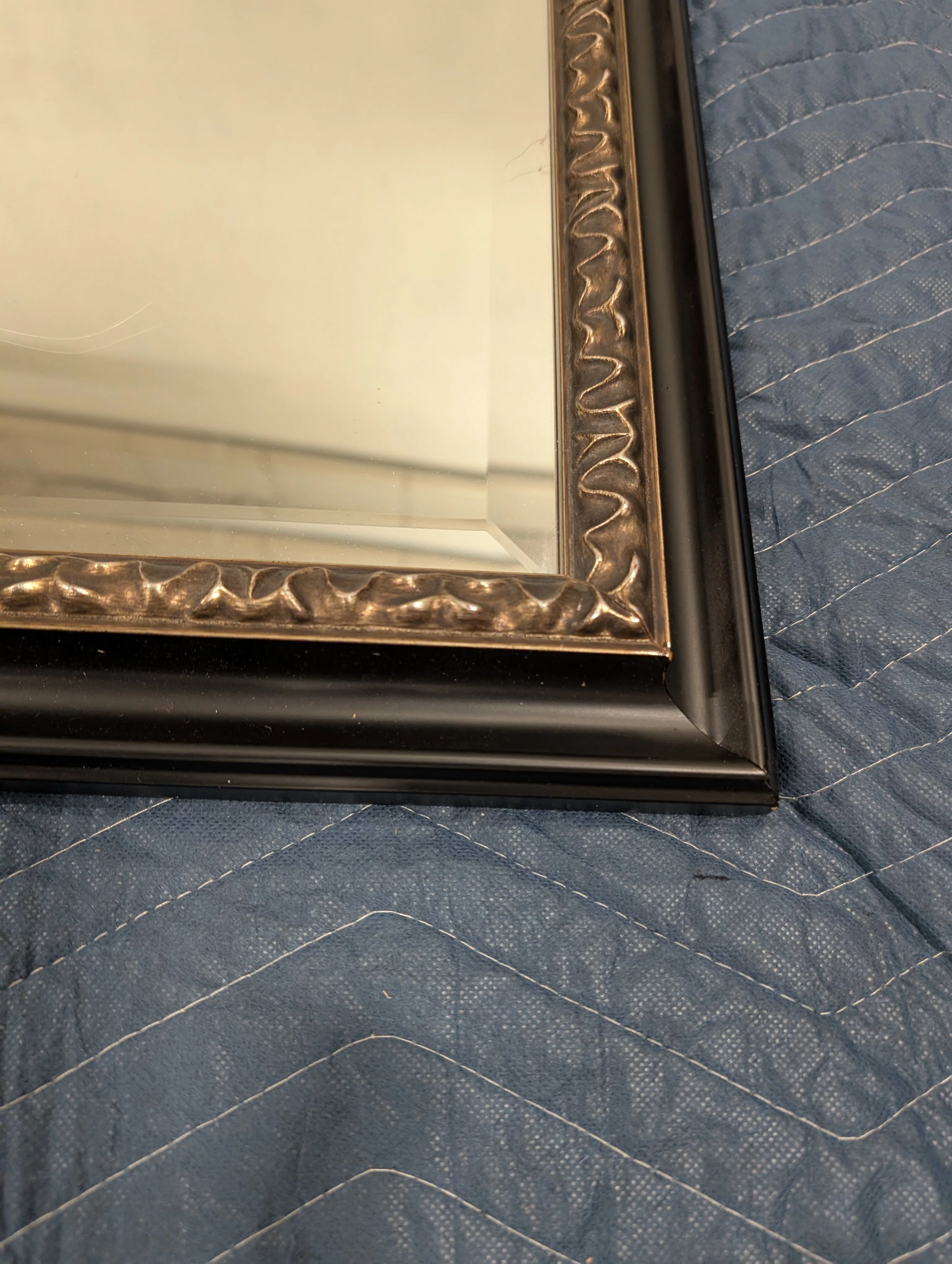 Substantial Rectangular Wall Mirror with Ornate Dark Frame - Image 3