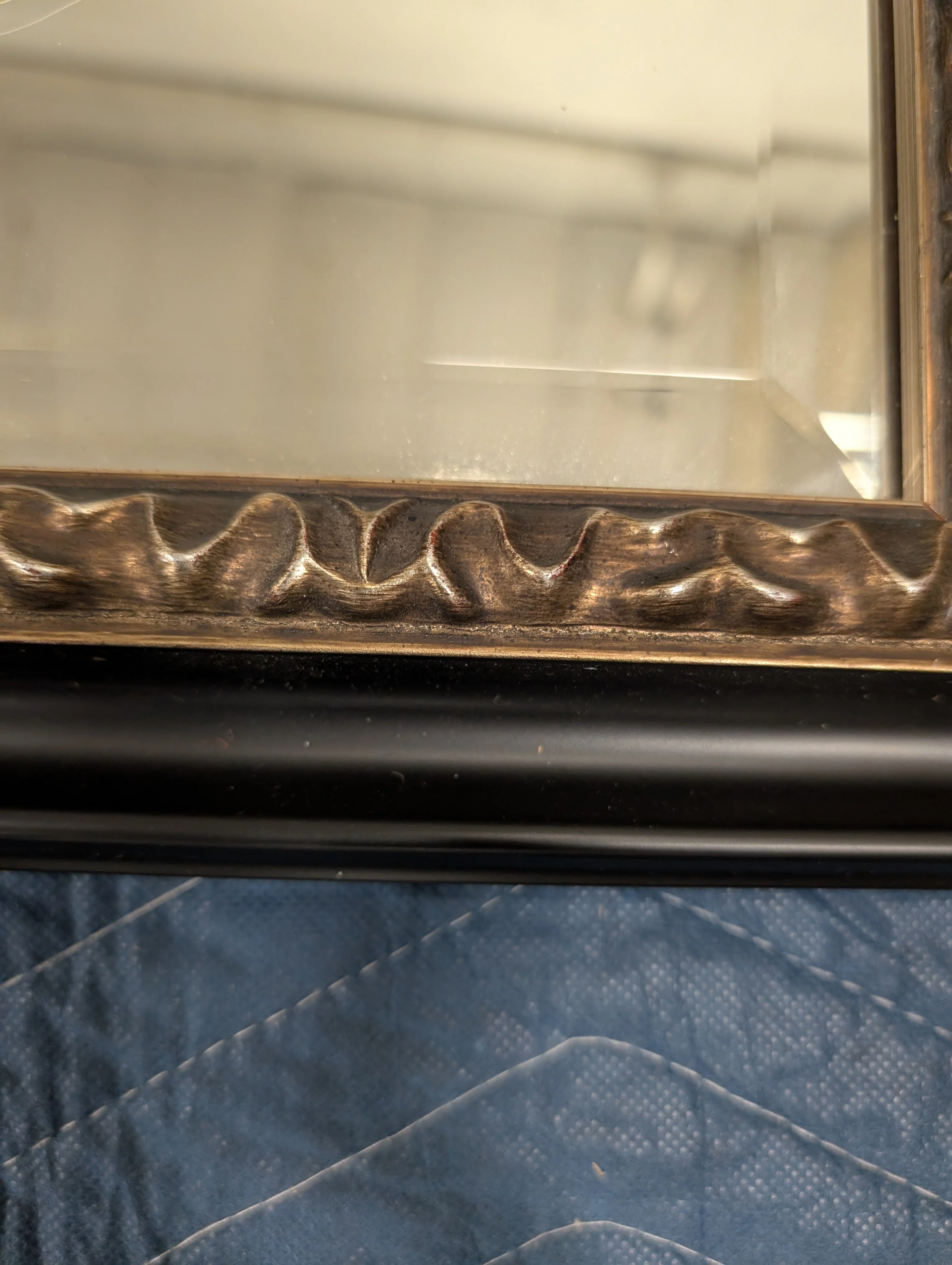 Substantial Rectangular Wall Mirror with Ornate Dark Frame - Image 4