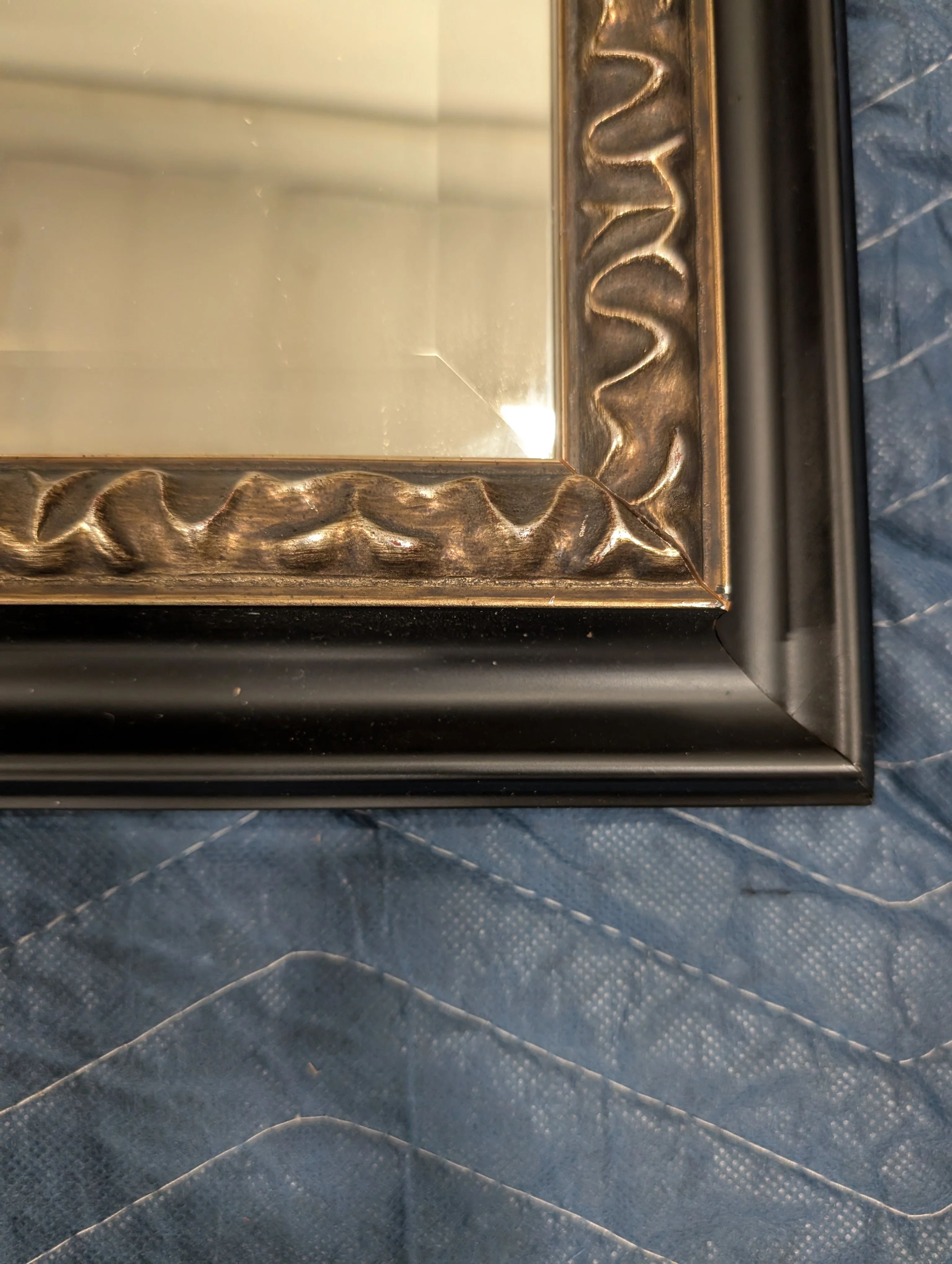 Substantial Rectangular Wall Mirror with Ornate Dark Frame - Image 5