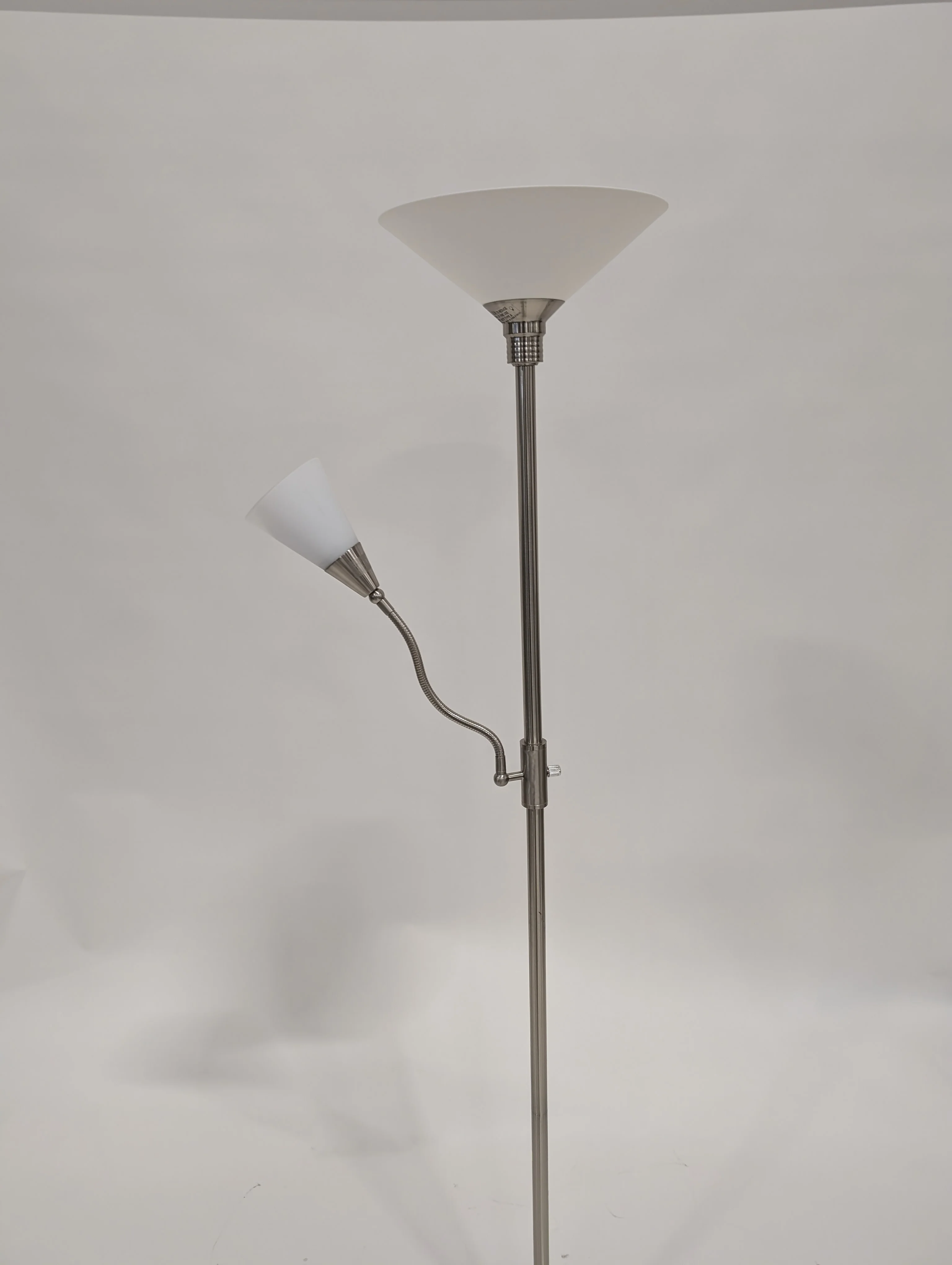 Modern Brushed Metal Torchiere Floor Lamp with Adjustable Reading Light - Image 2