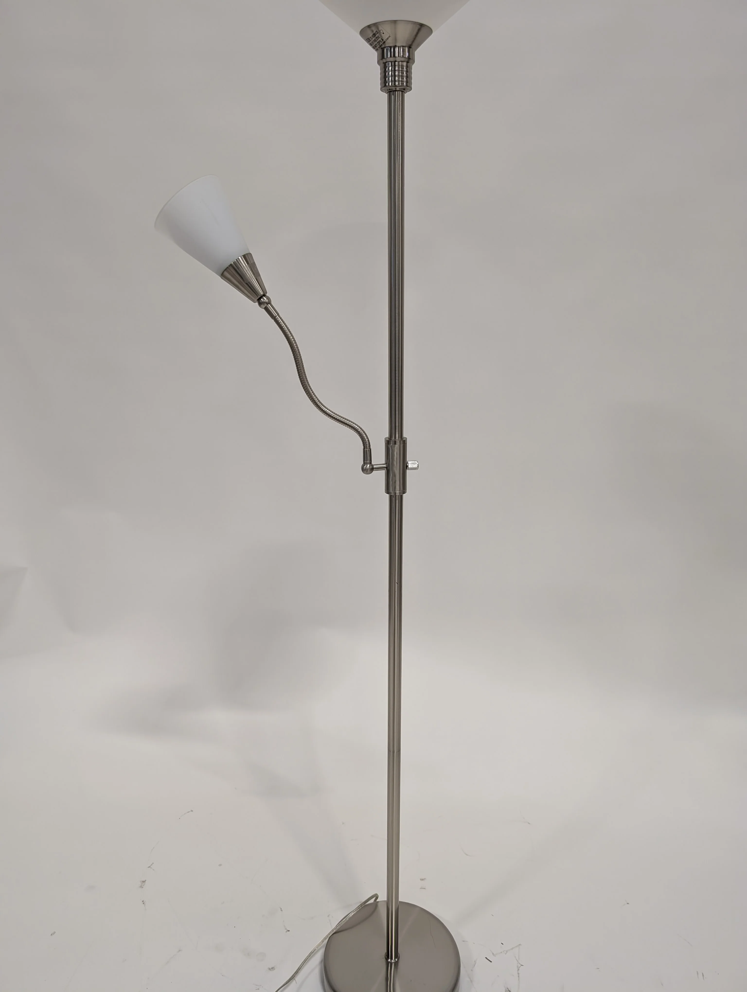Modern Brushed Metal Torchiere Floor Lamp with Adjustable Reading Light - Image 5