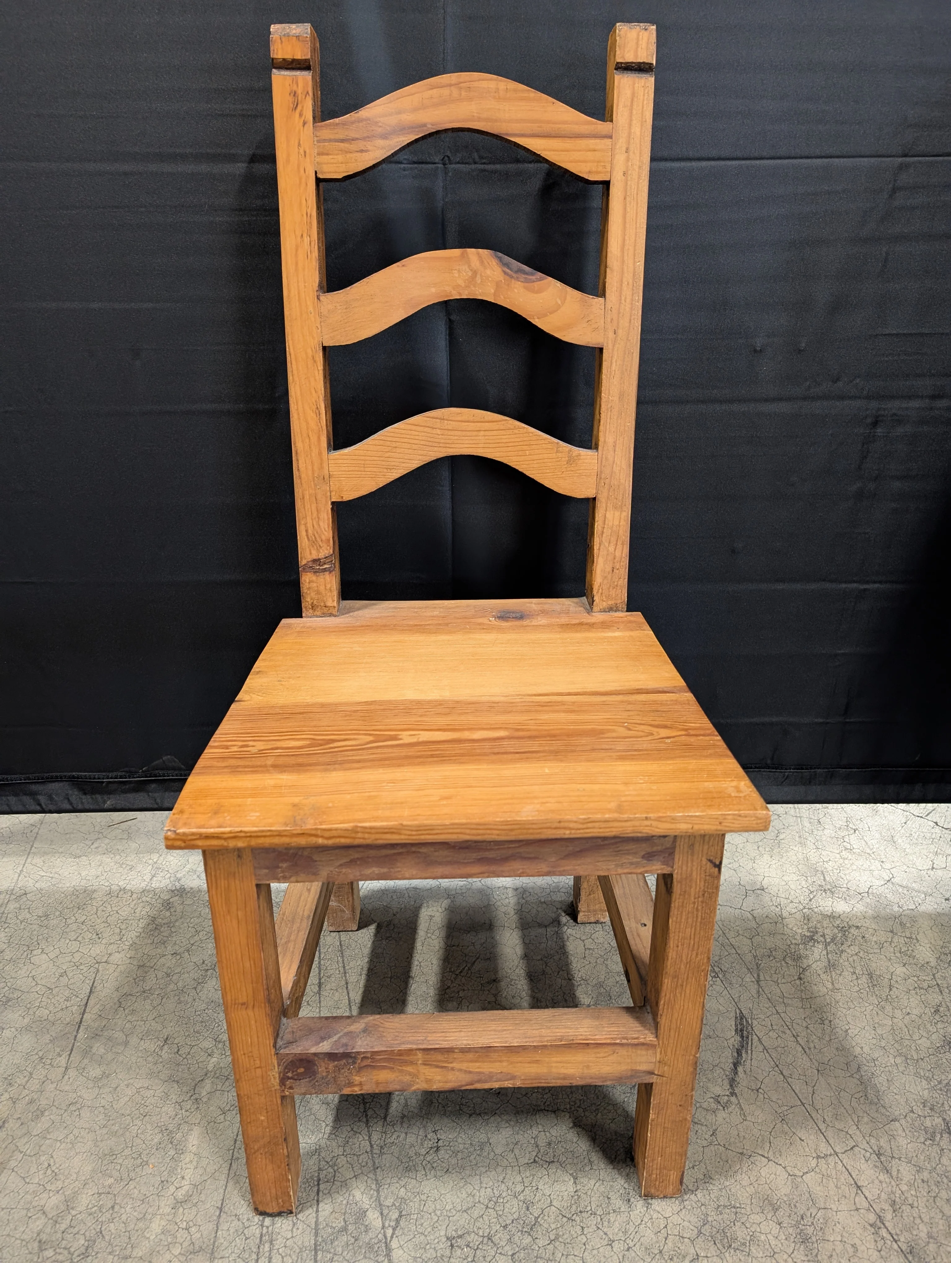Rustic Solid Wood Ladder Back Dining Chair - Image 3