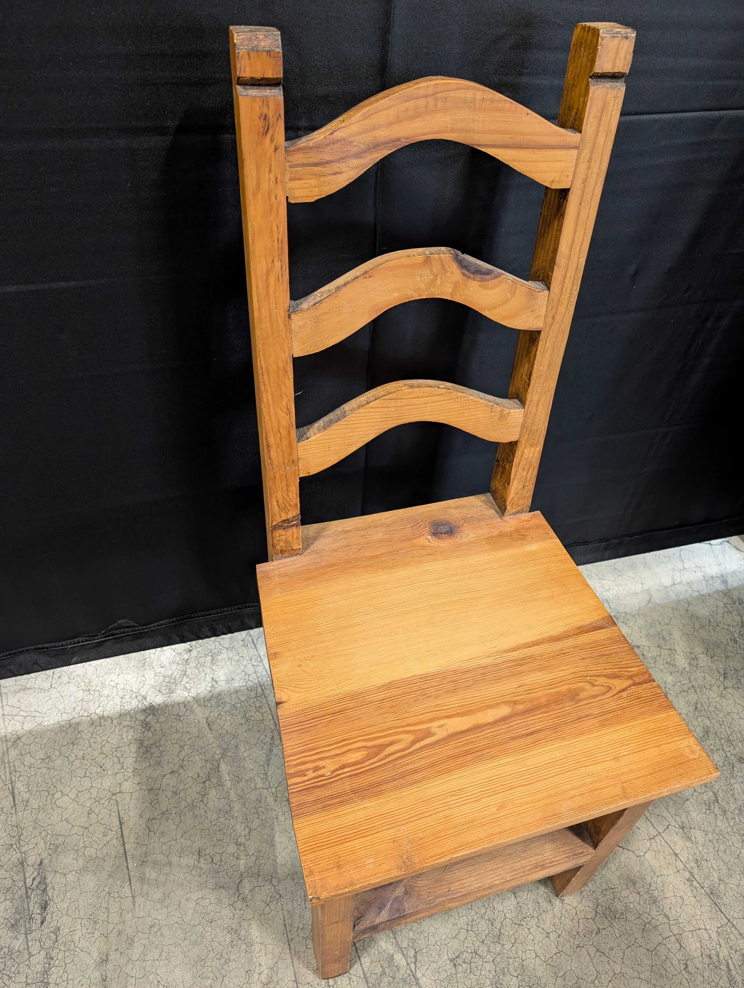 Rustic Solid Wood Ladder Back Dining Chair - Image 4