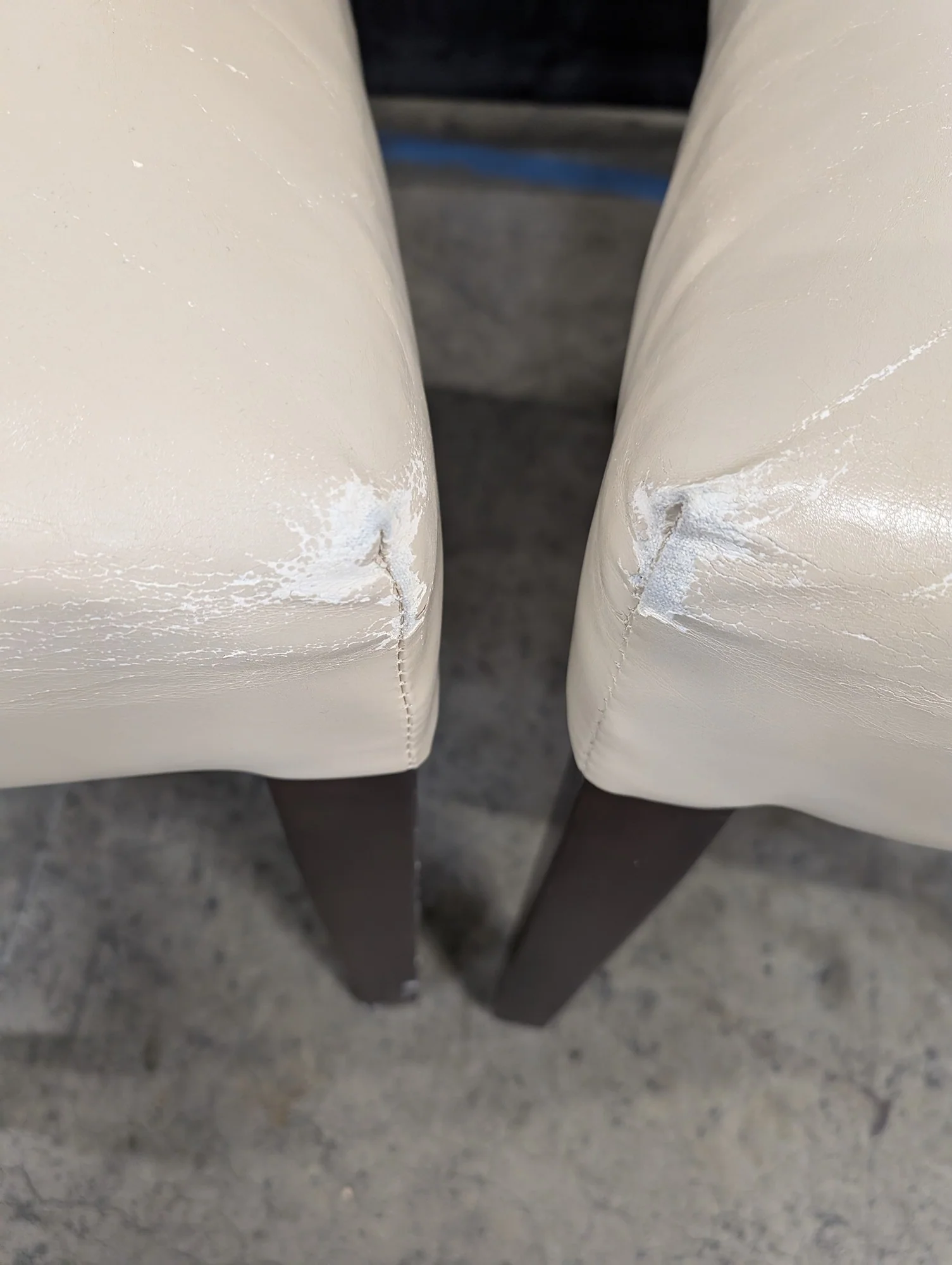 PairCream Faux Leather Button Tufted Dining Chairs - Image 3