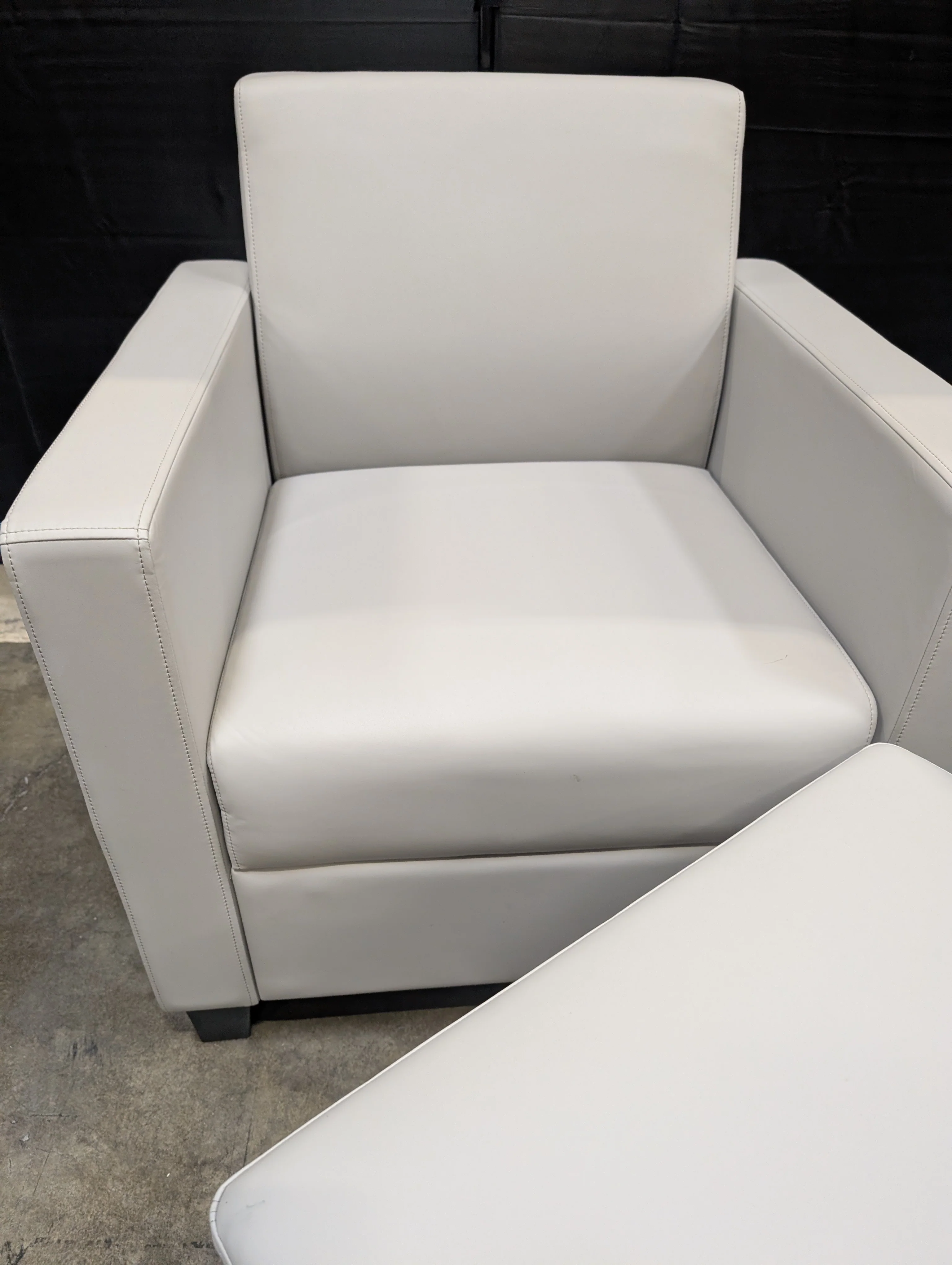 Contemporary Light Grey Armchair and Ottoman Set - Image 3
