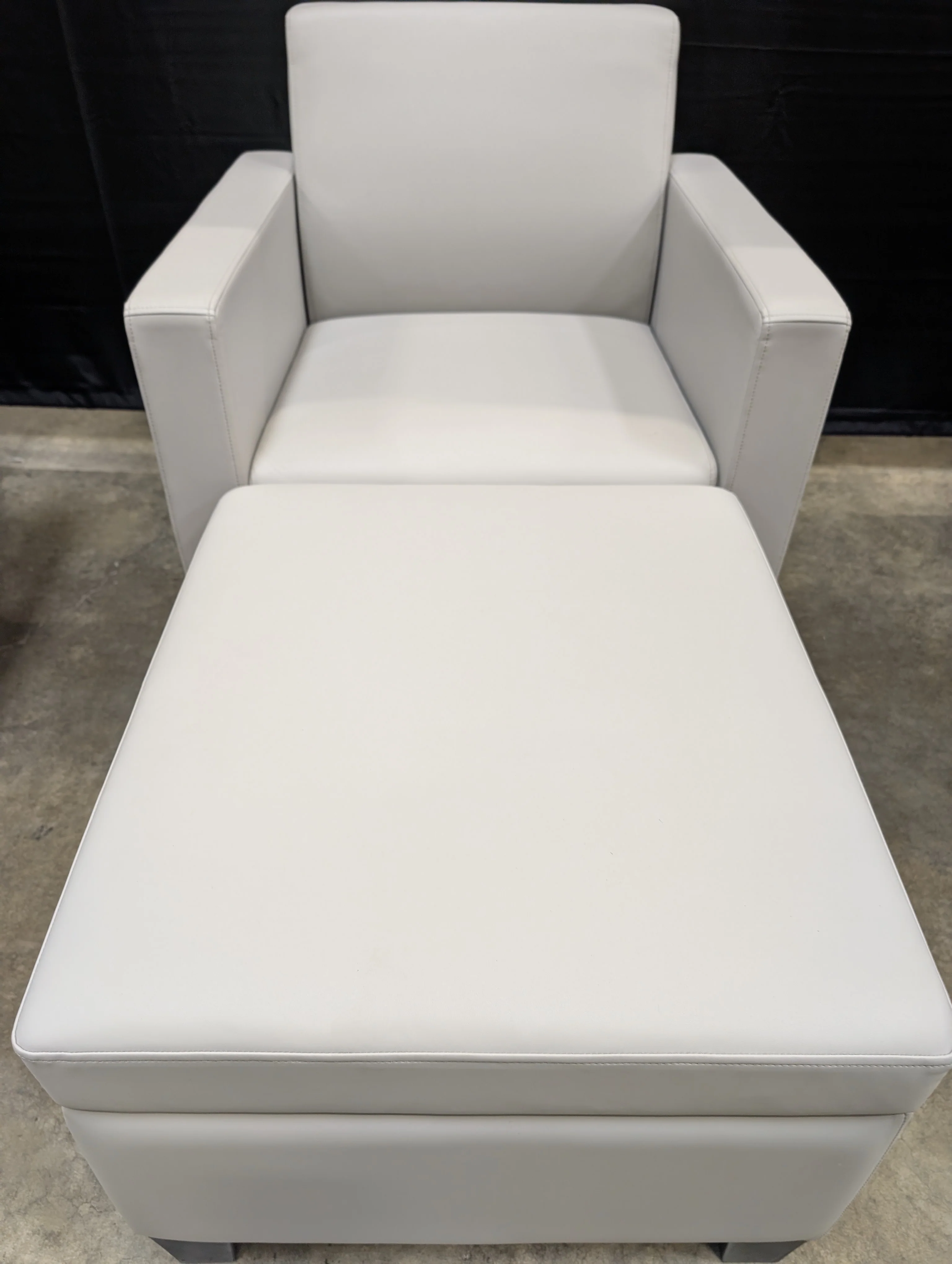Contemporary Light Grey Armchair and Ottoman Set - Image 4