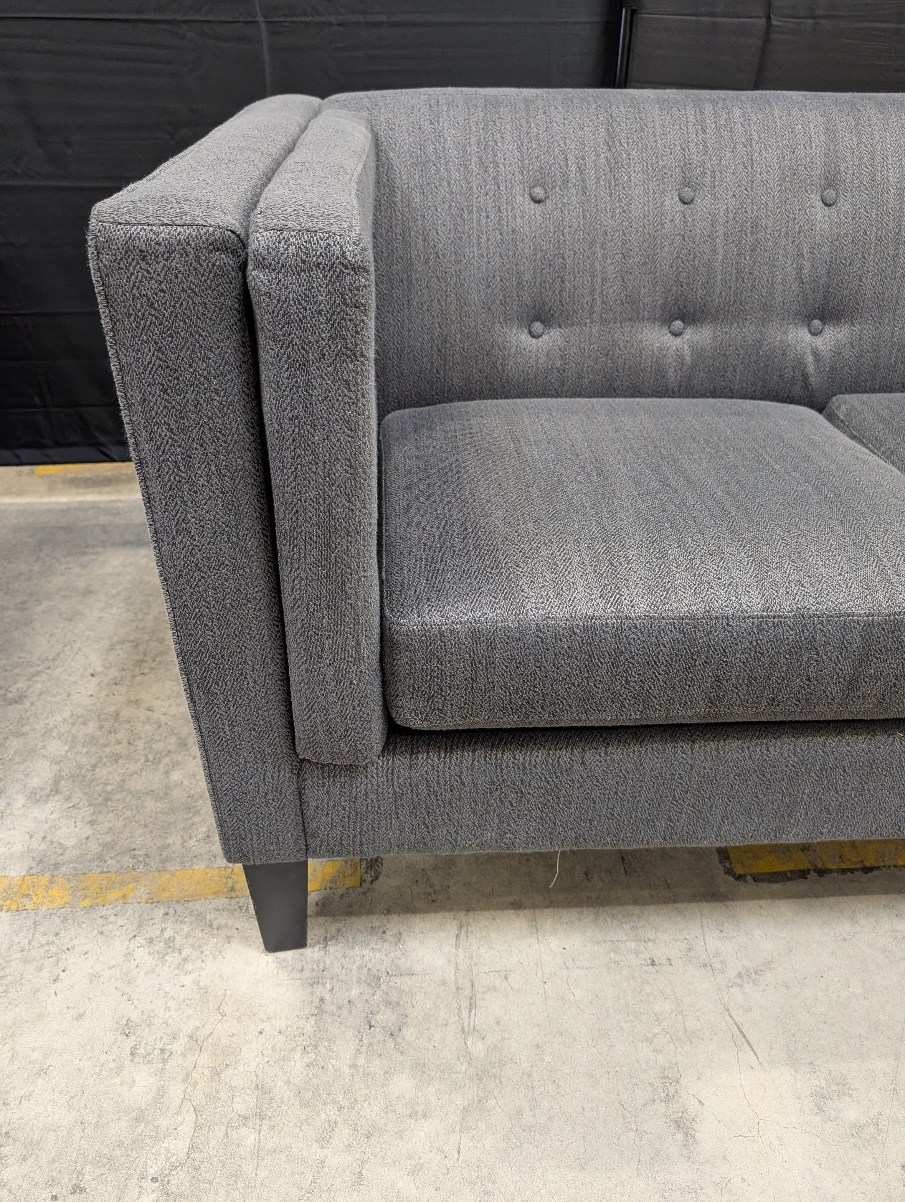 Contemporary Charcoal Fabric Tufted Loveseat Sofa - Image 3