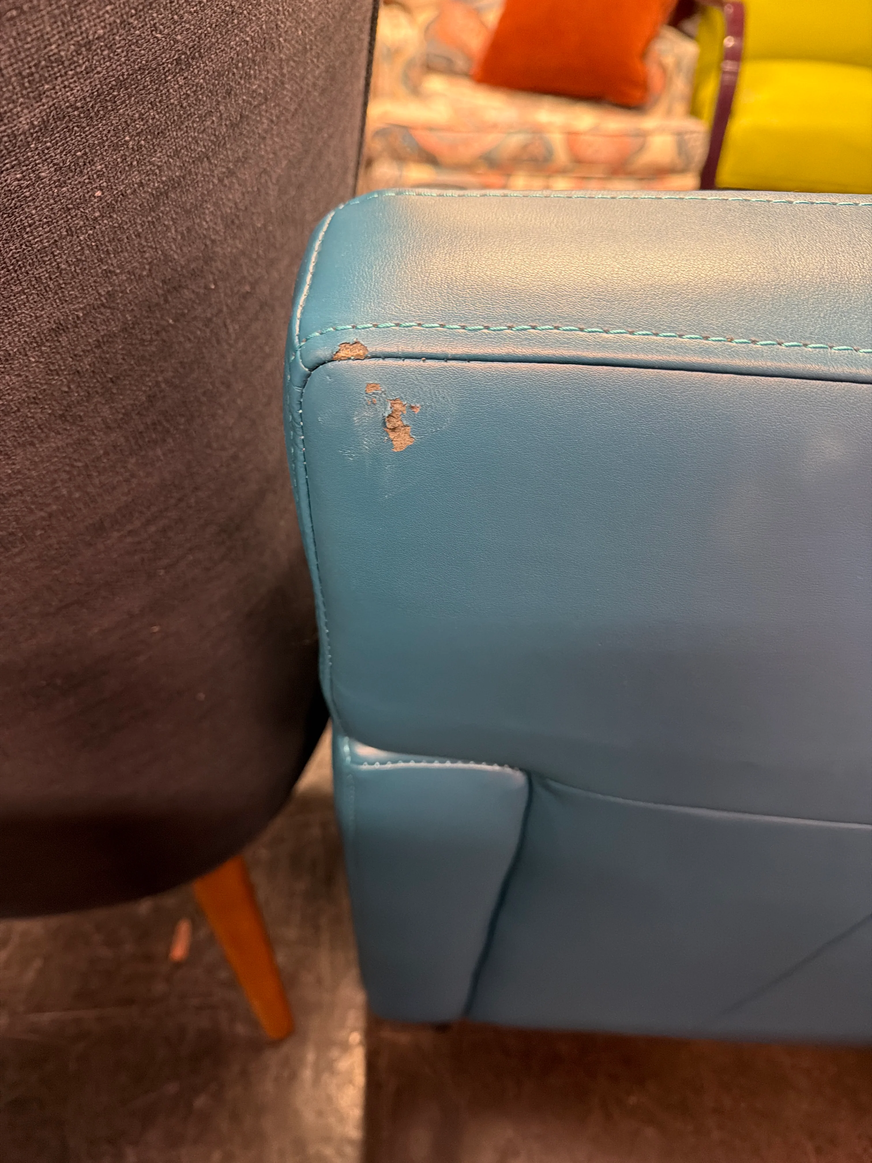 Teal Faux Leather Accent Club Chair - Image 7