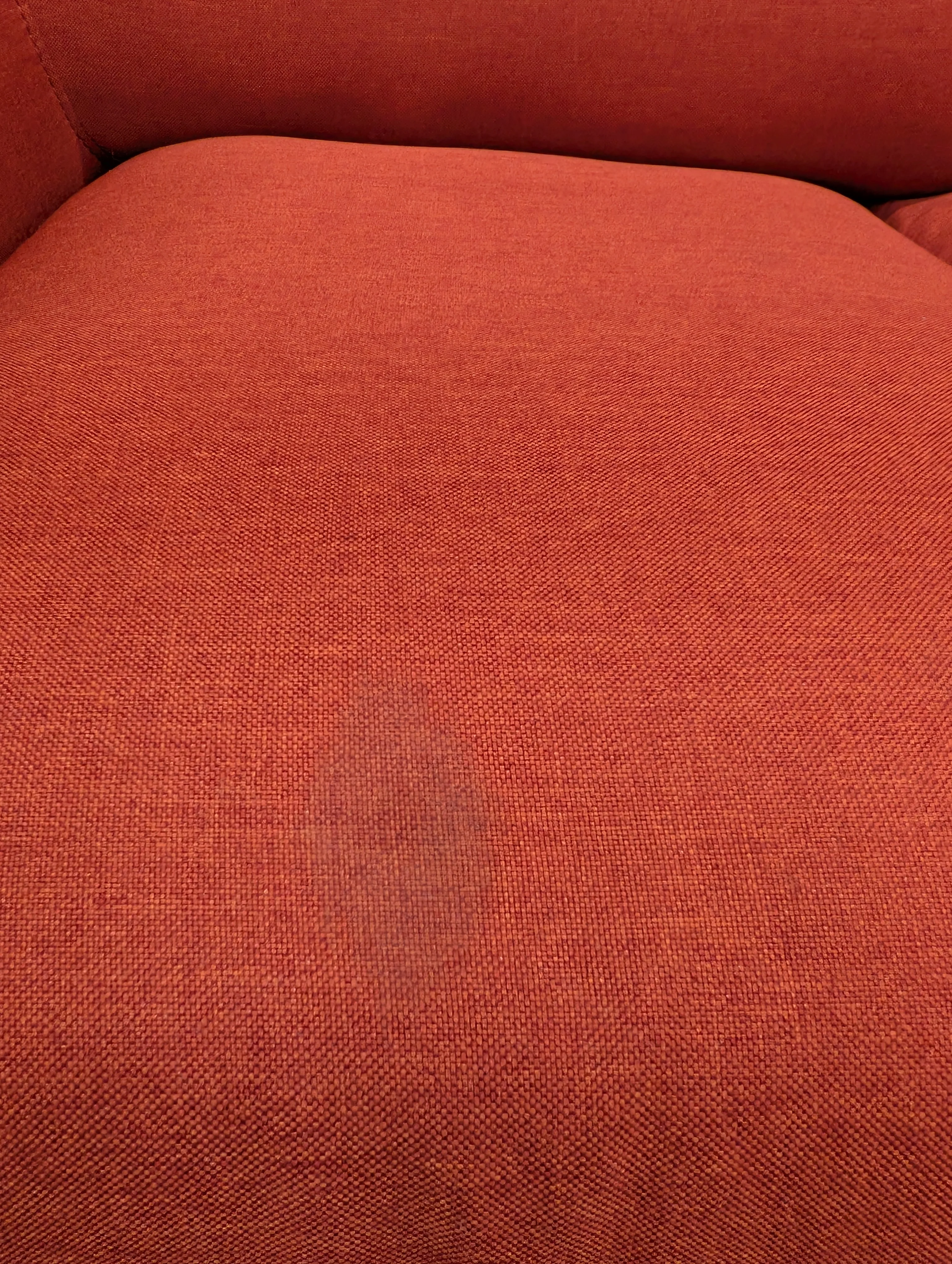 Mid-Century Modern Inspired Red Fabric Two-Seater Sofa - Image 4