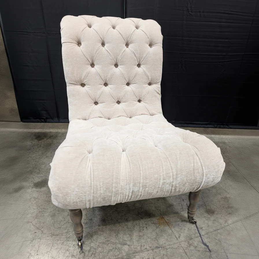 Neutral Tufted Upholstered Armless Accent Chair