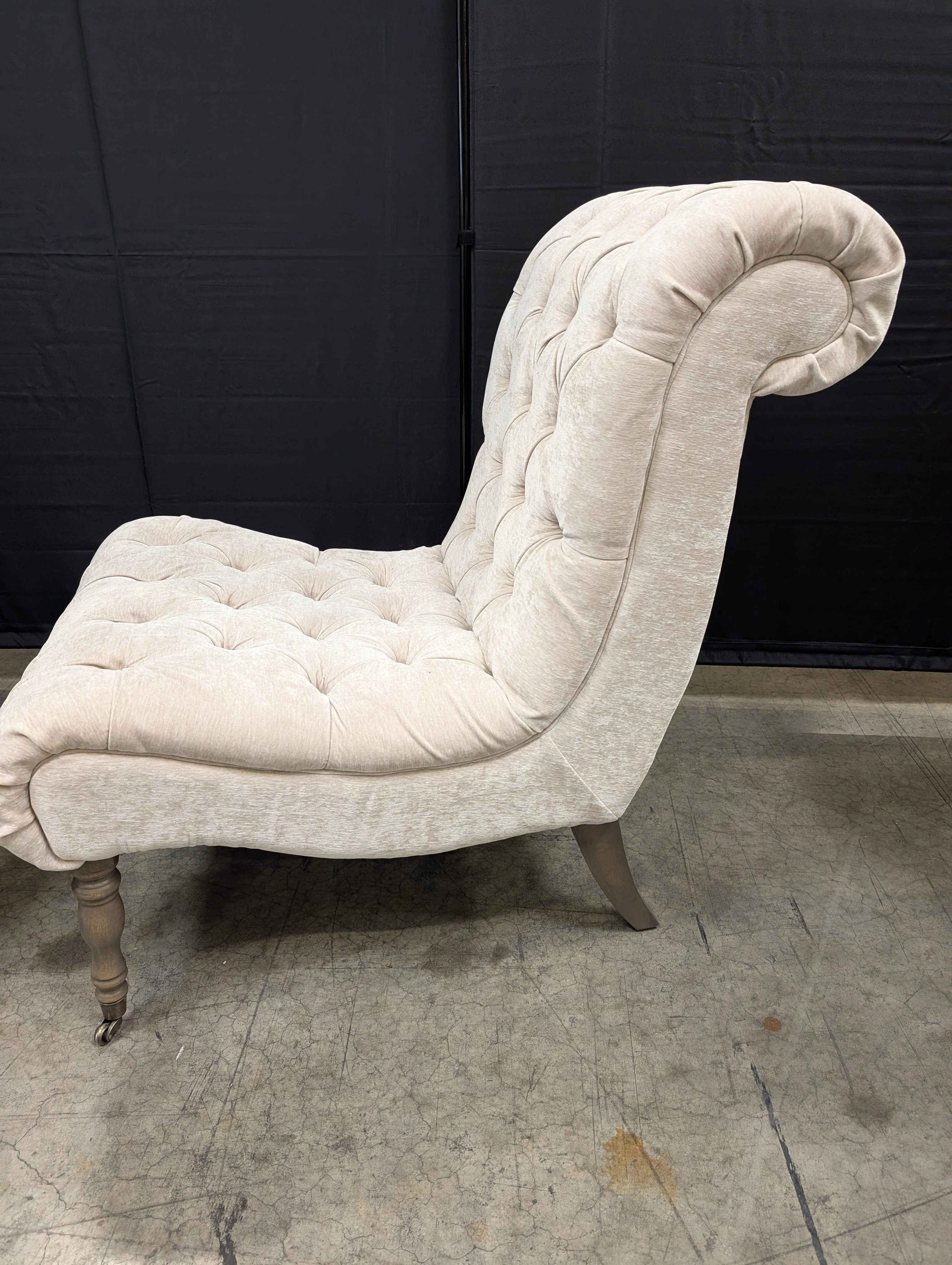 Neutral Tufted Upholstered Armless Accent Chair - Image 2