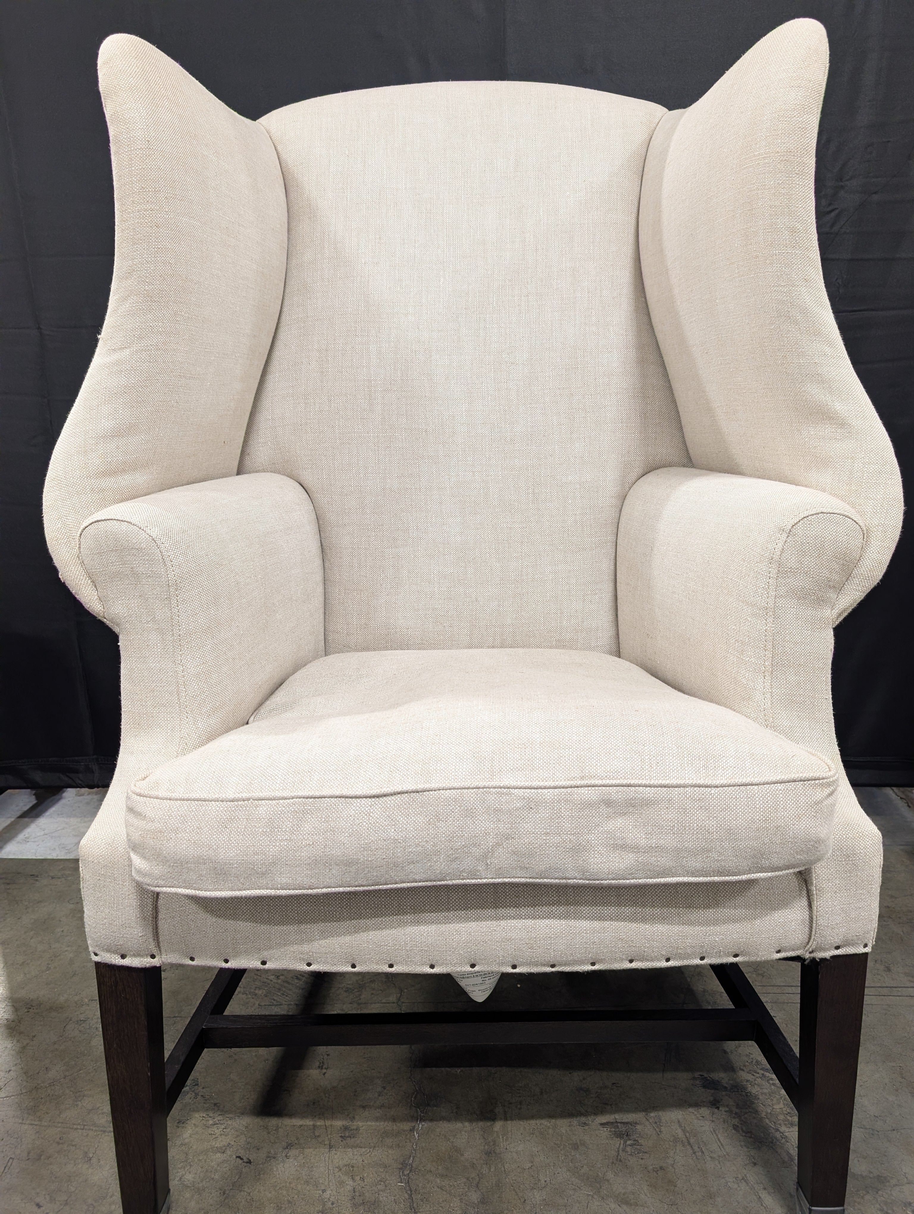 Neutral Upholstered High-Back Armchair - Image 2