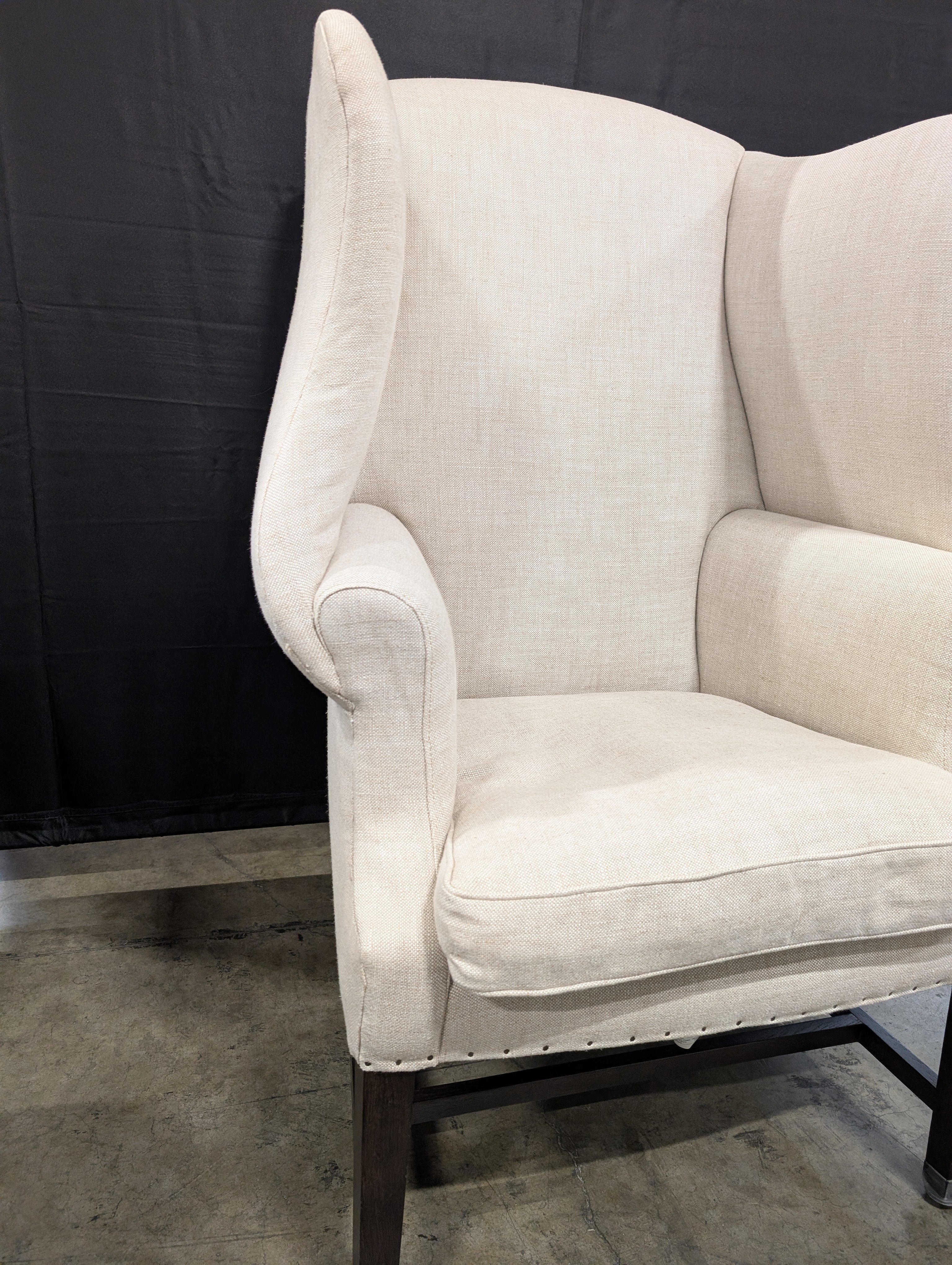 Neutral Upholstered High-Back Armchair - Image 3