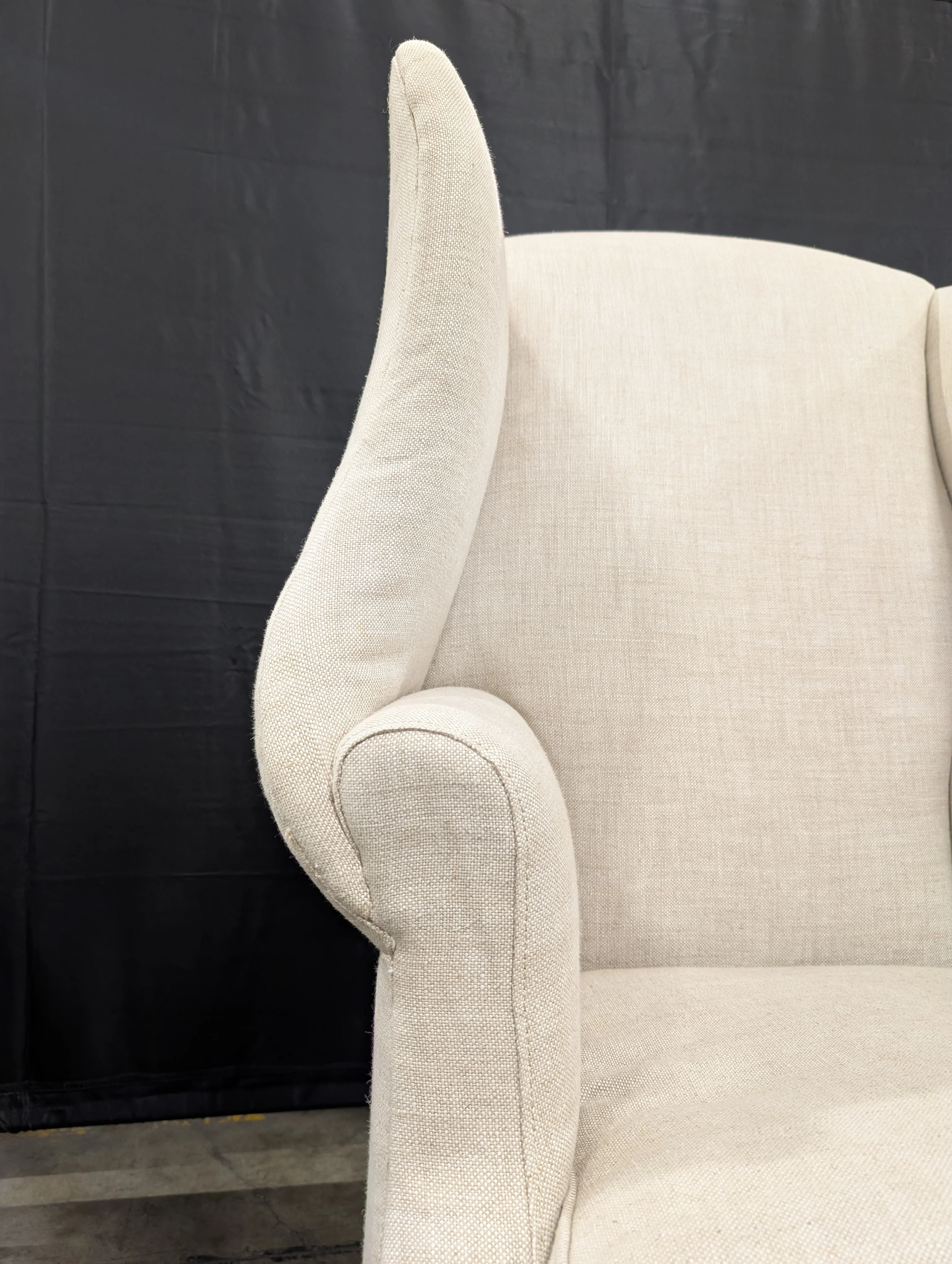 Neutral Upholstered High-Back Armchair - Image 5