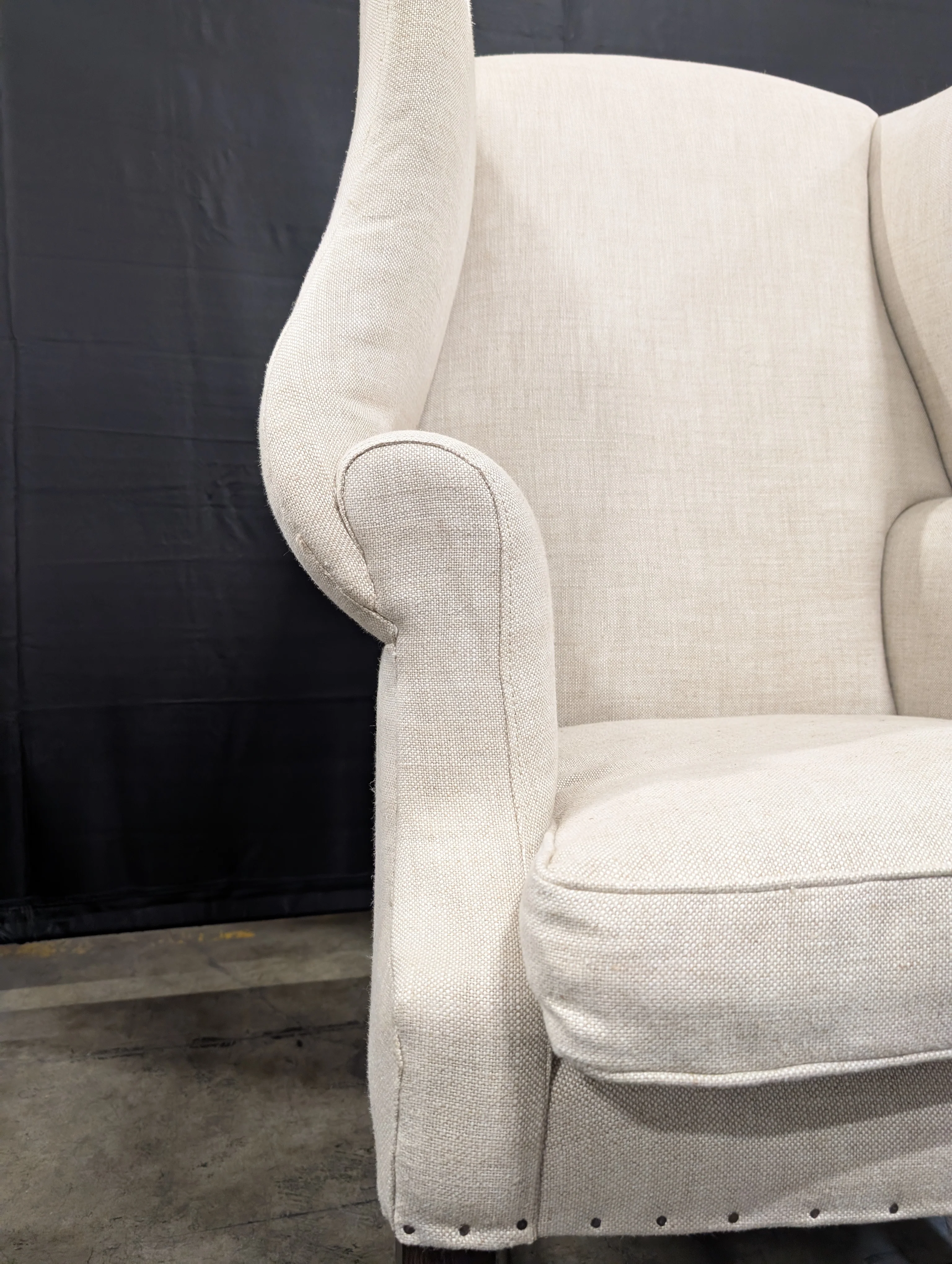 Neutral Upholstered High-Back Armchair - Image 6