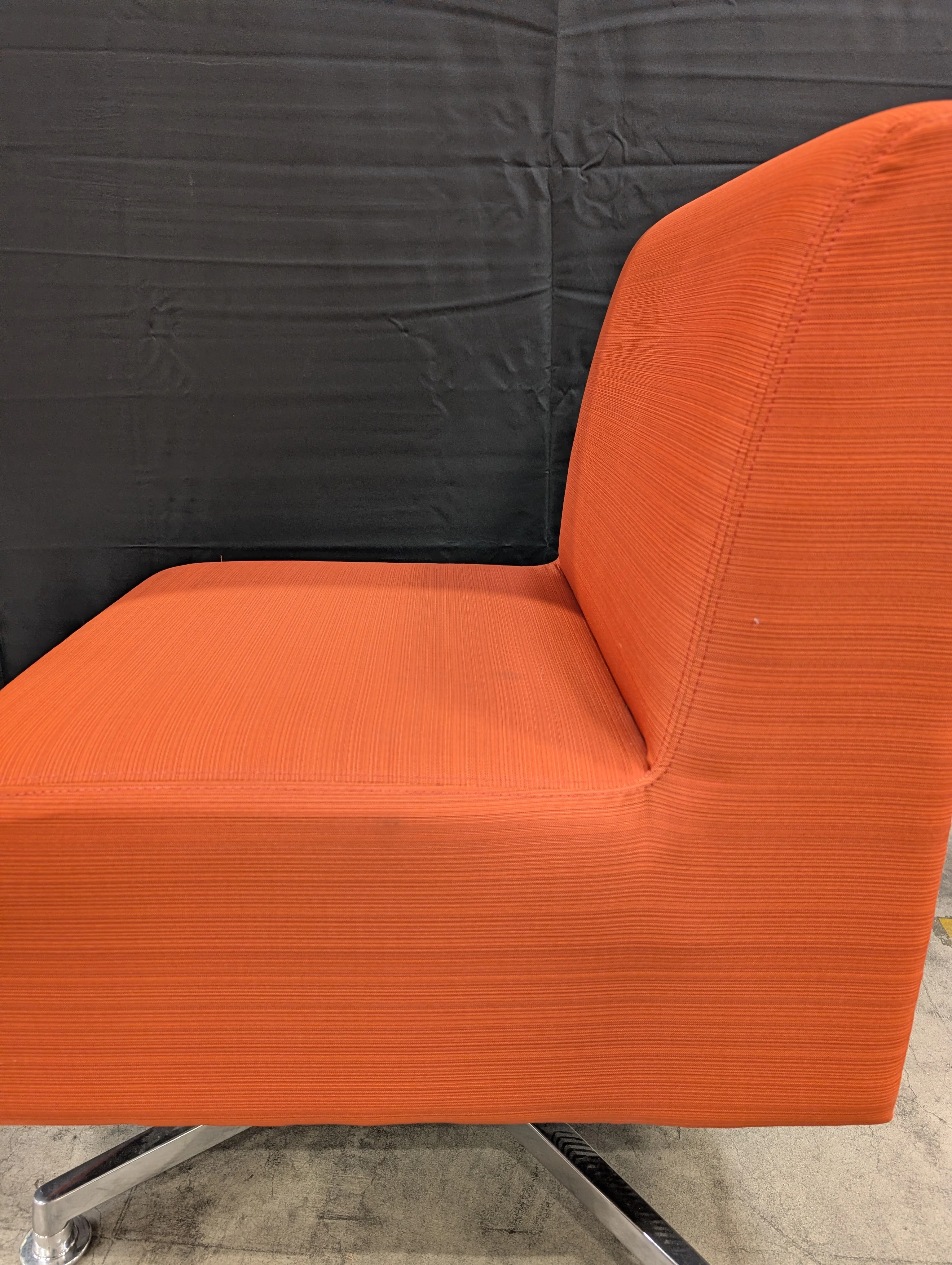 OFS Modern Burnt Orange Armless Swivel Lounge Chair - Image 4
