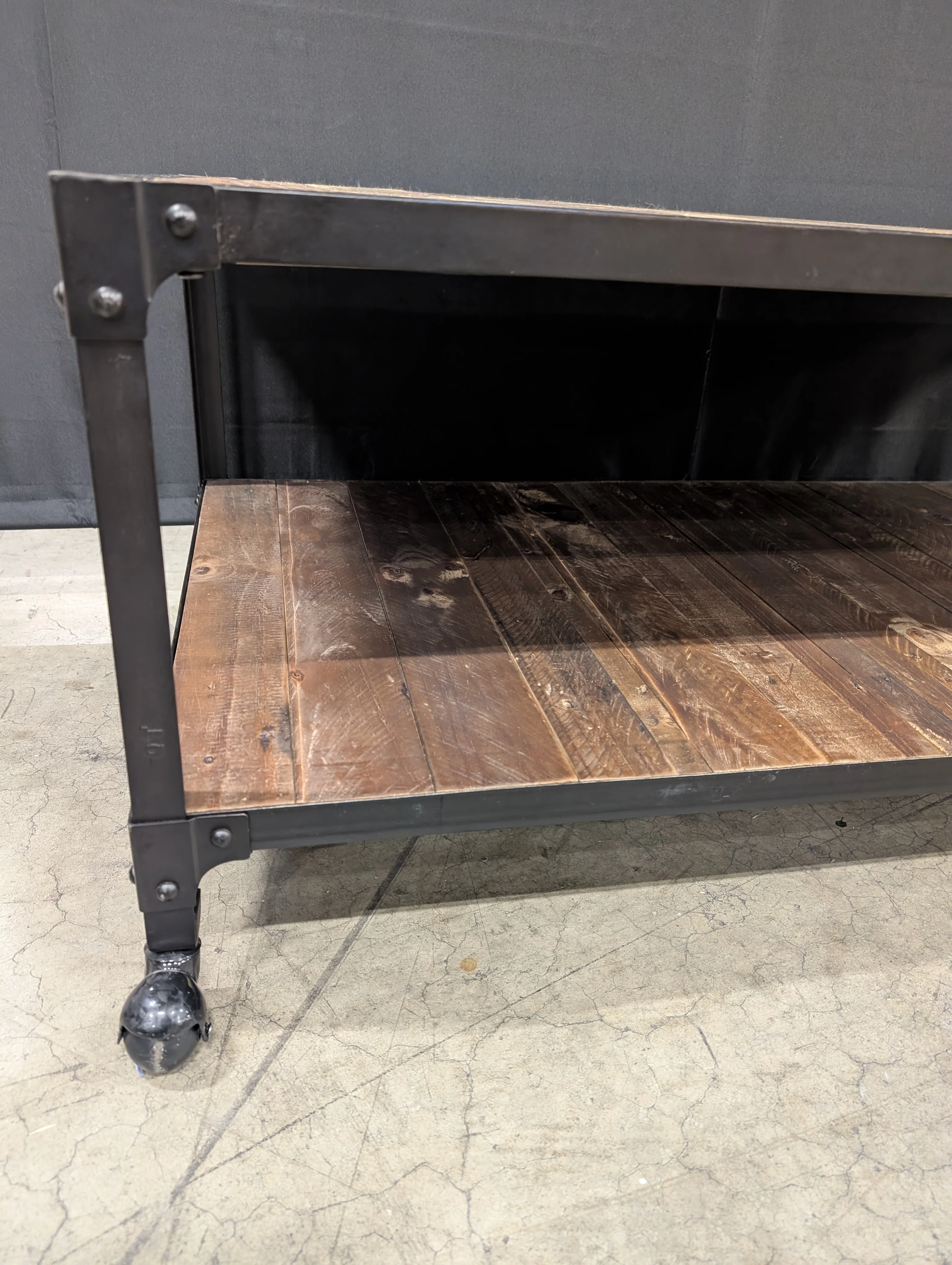 Industrial Style Wood and Metal Coffee Table - Image 2