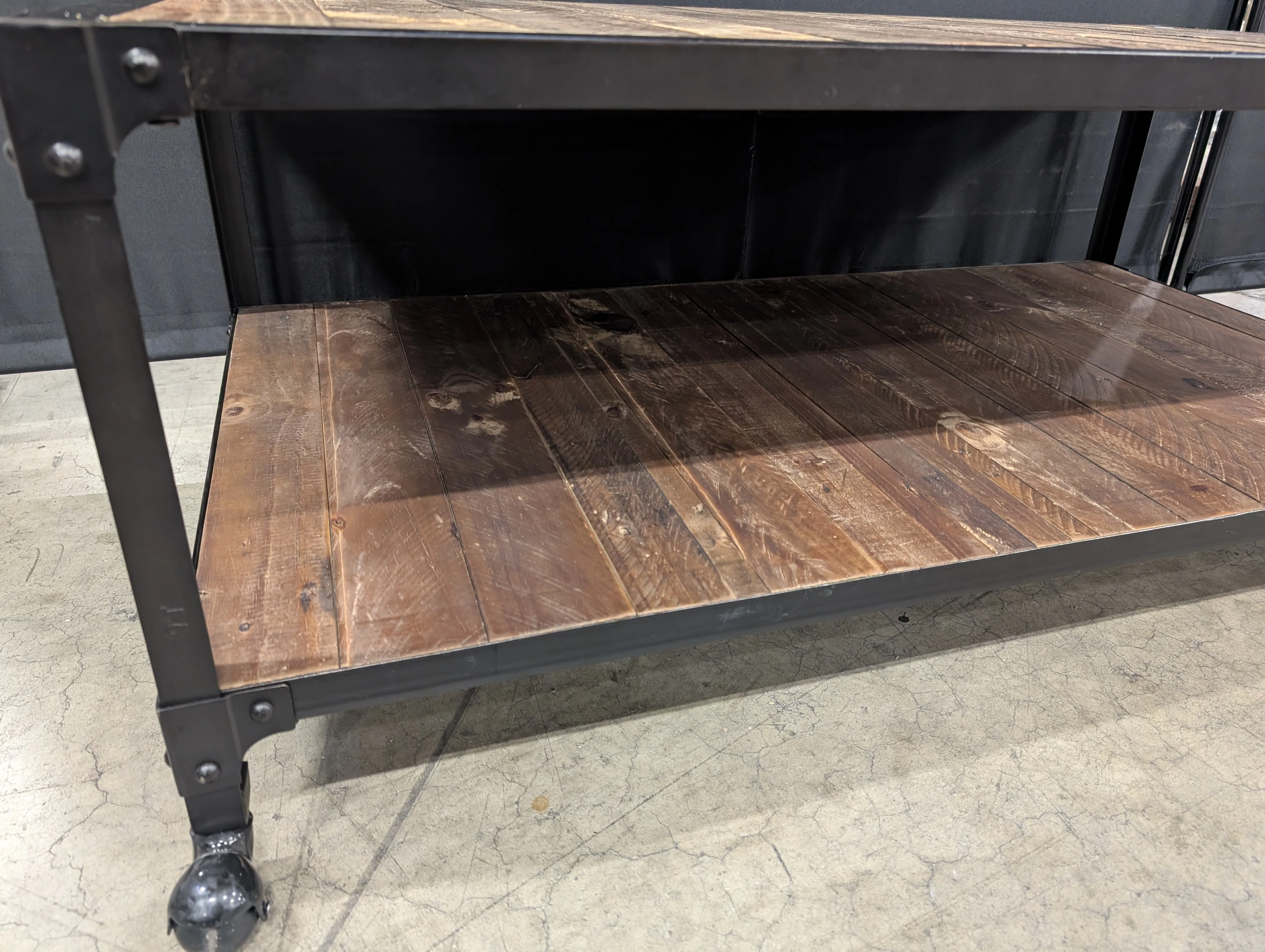Industrial Style Wood and Metal Coffee Table - Image 3