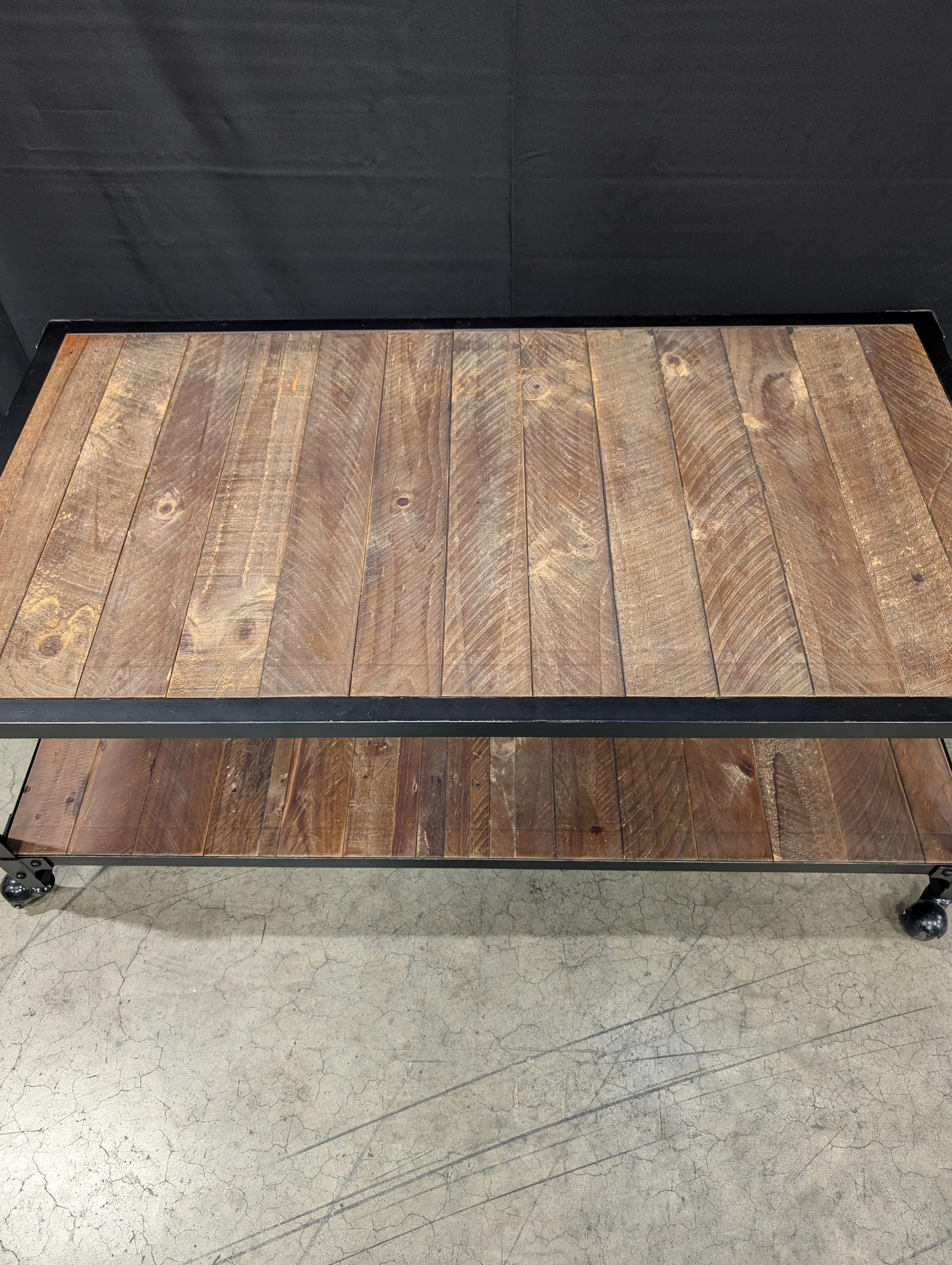 Industrial Style Wood and Metal Coffee Table - Image 7