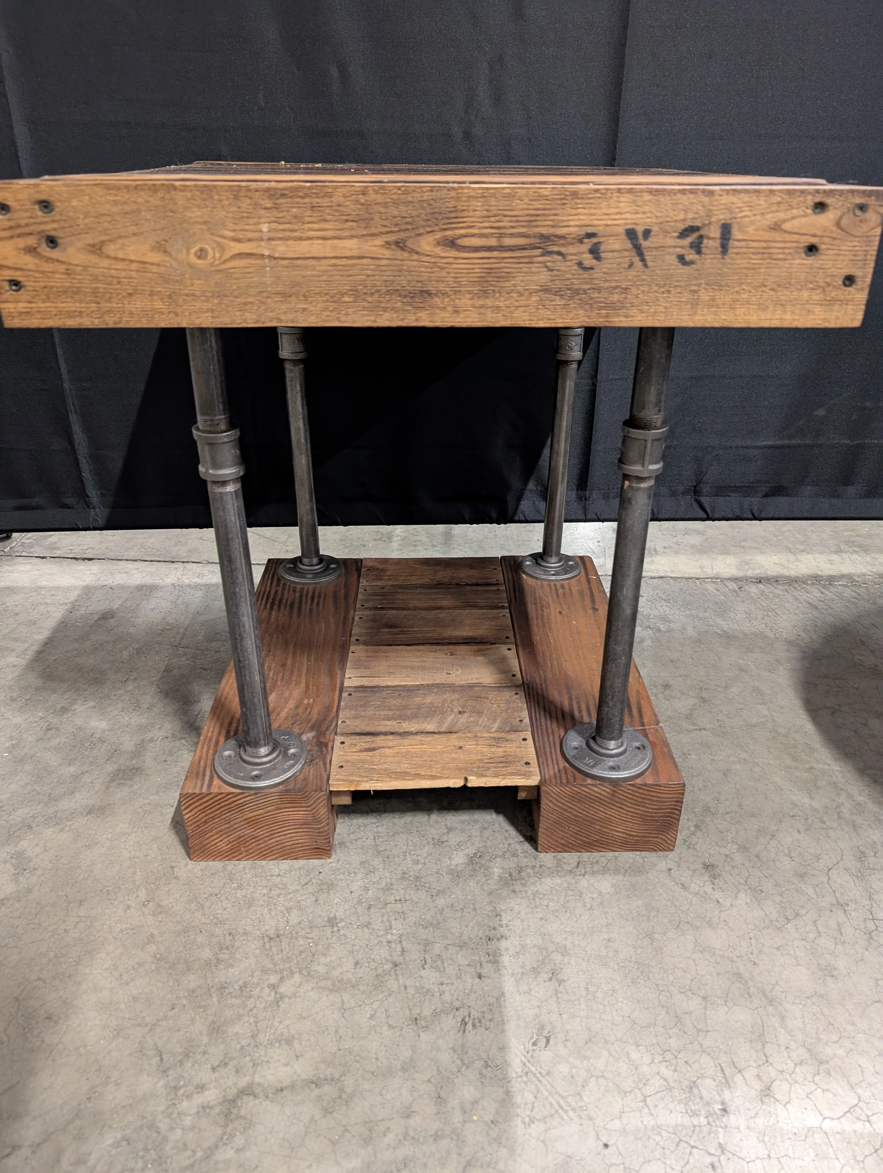 Rustic Industrial Wood Plank and Pipe Accent Table - Image 2