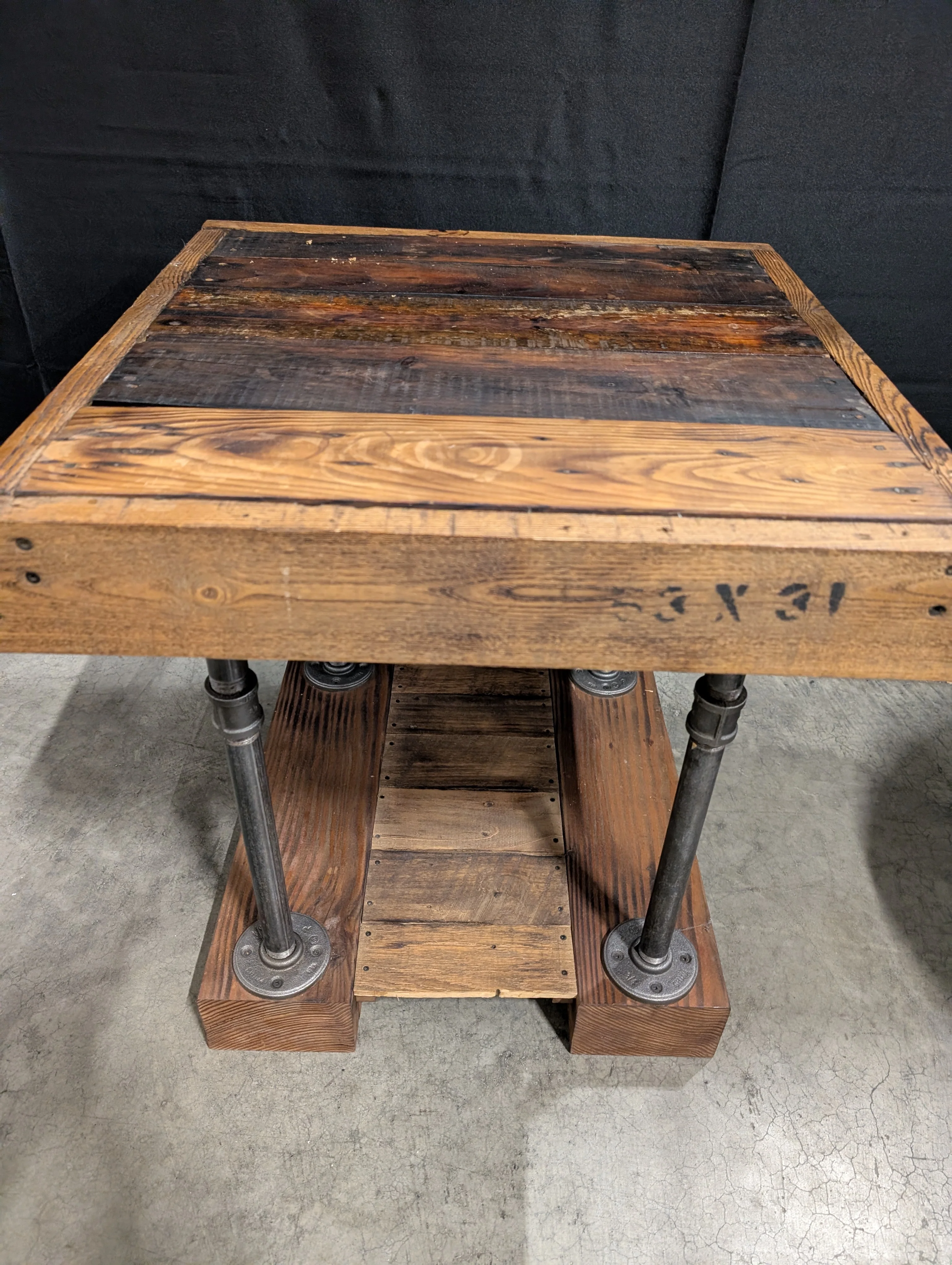 Rustic Industrial Wood Plank and Pipe Accent Table - Image 3