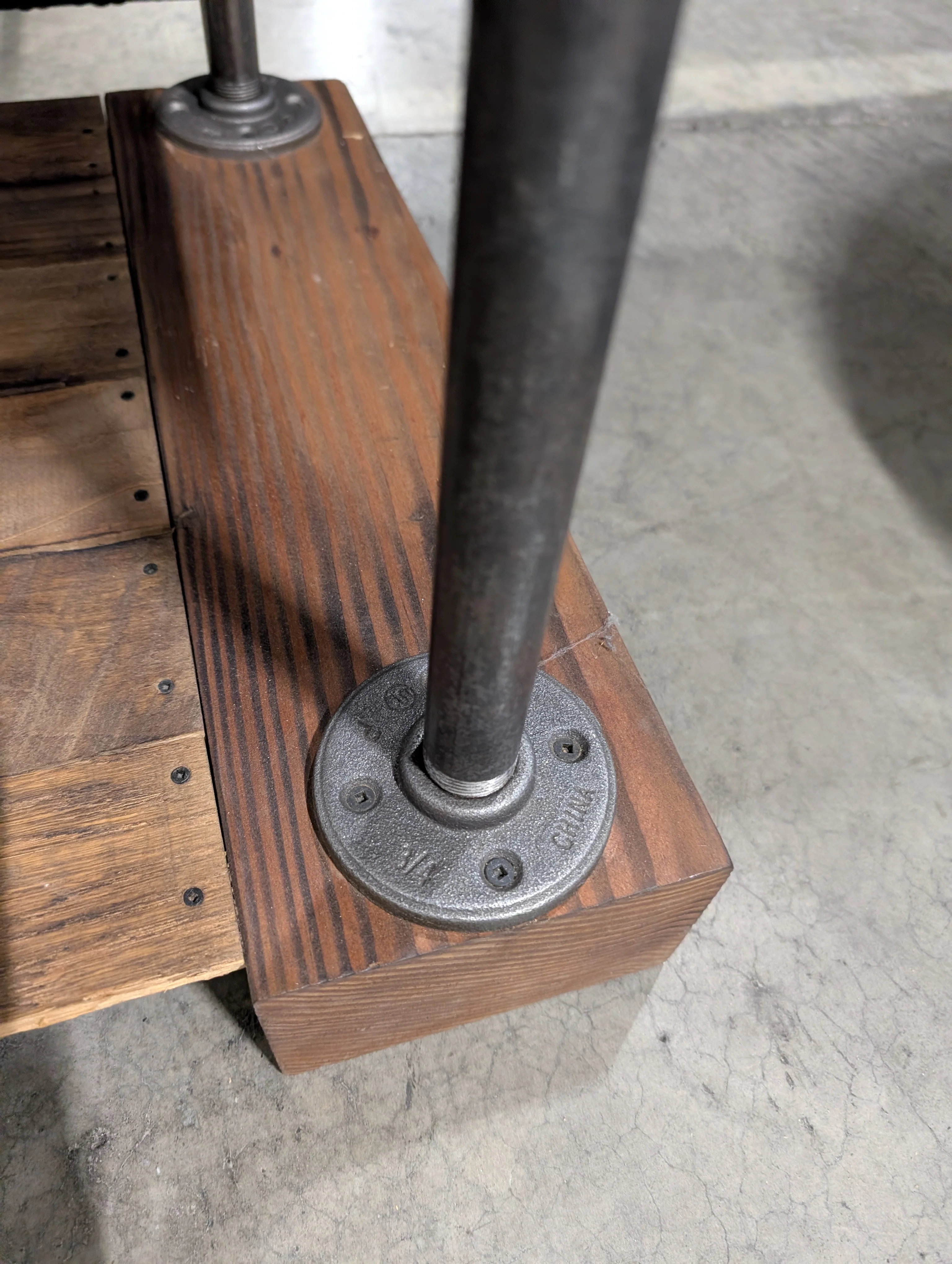 Rustic Industrial Wood Plank and Pipe Accent Table - Image 4