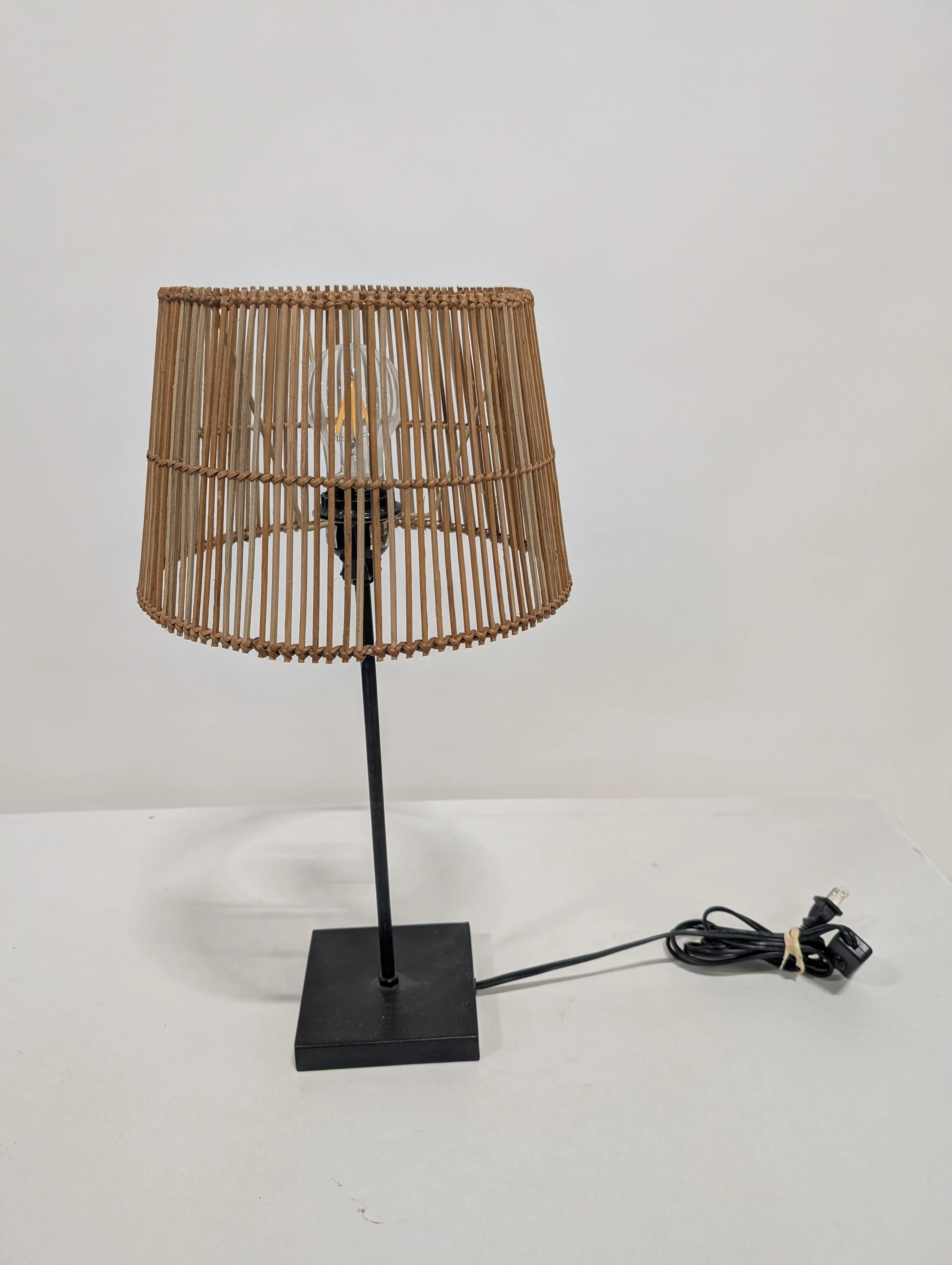 Boho Rattan Stick Table Lamp with Black Base - Image 2