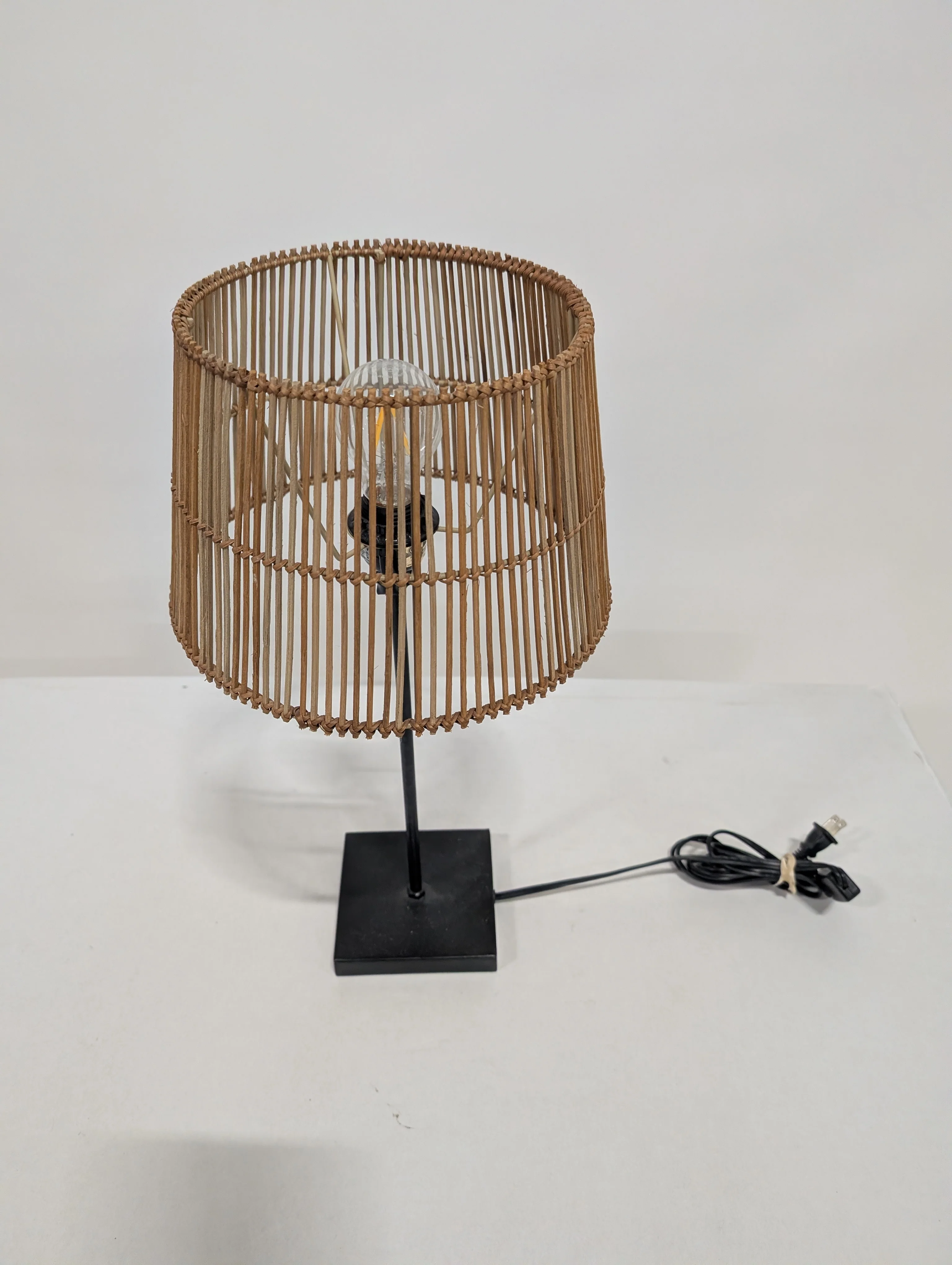 Boho Rattan Stick Table Lamp with Black Base - Image 3