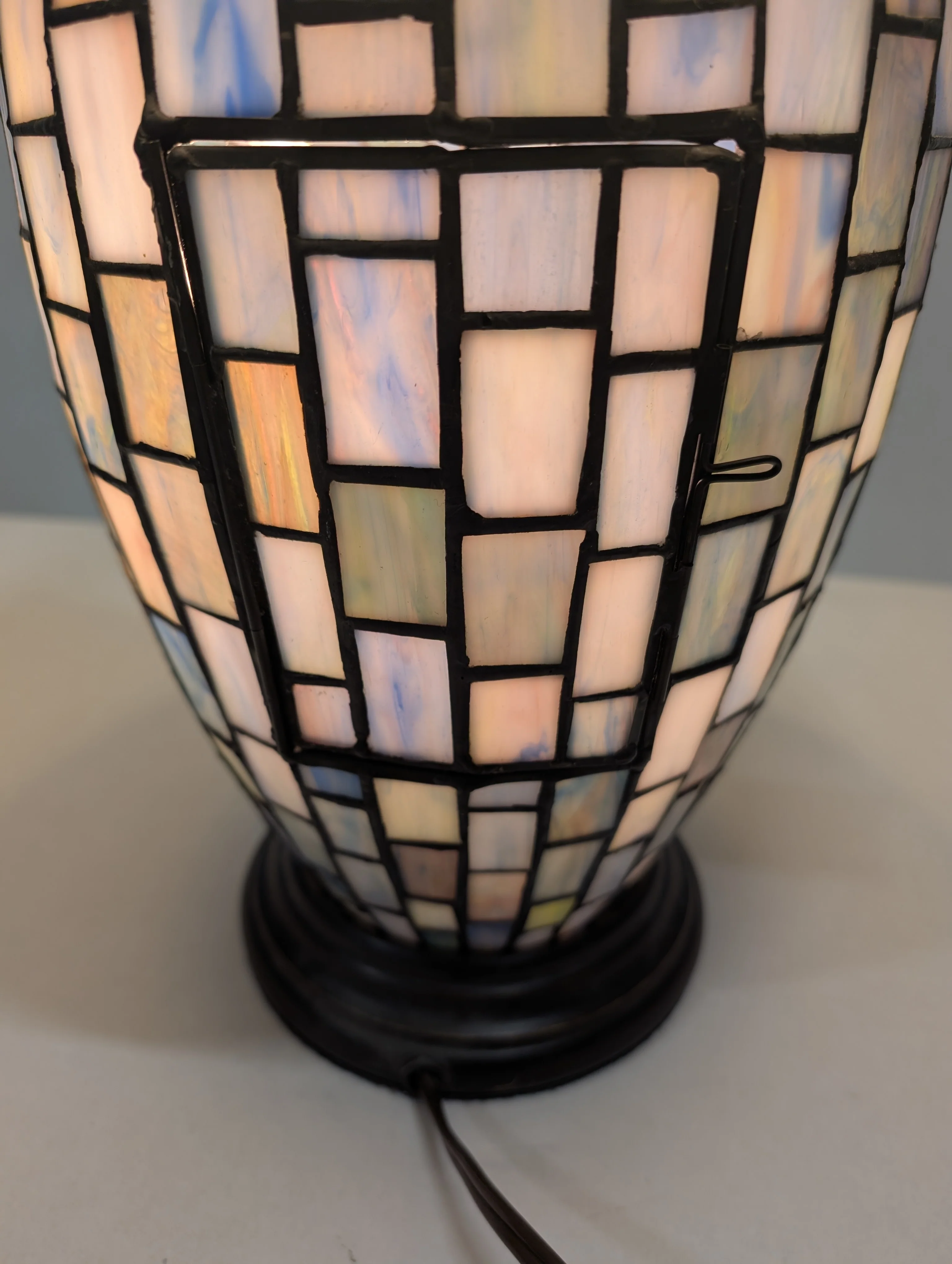 Artisan Mosaic Glass Table Lamp with Fabric Bell Shade - Image 11