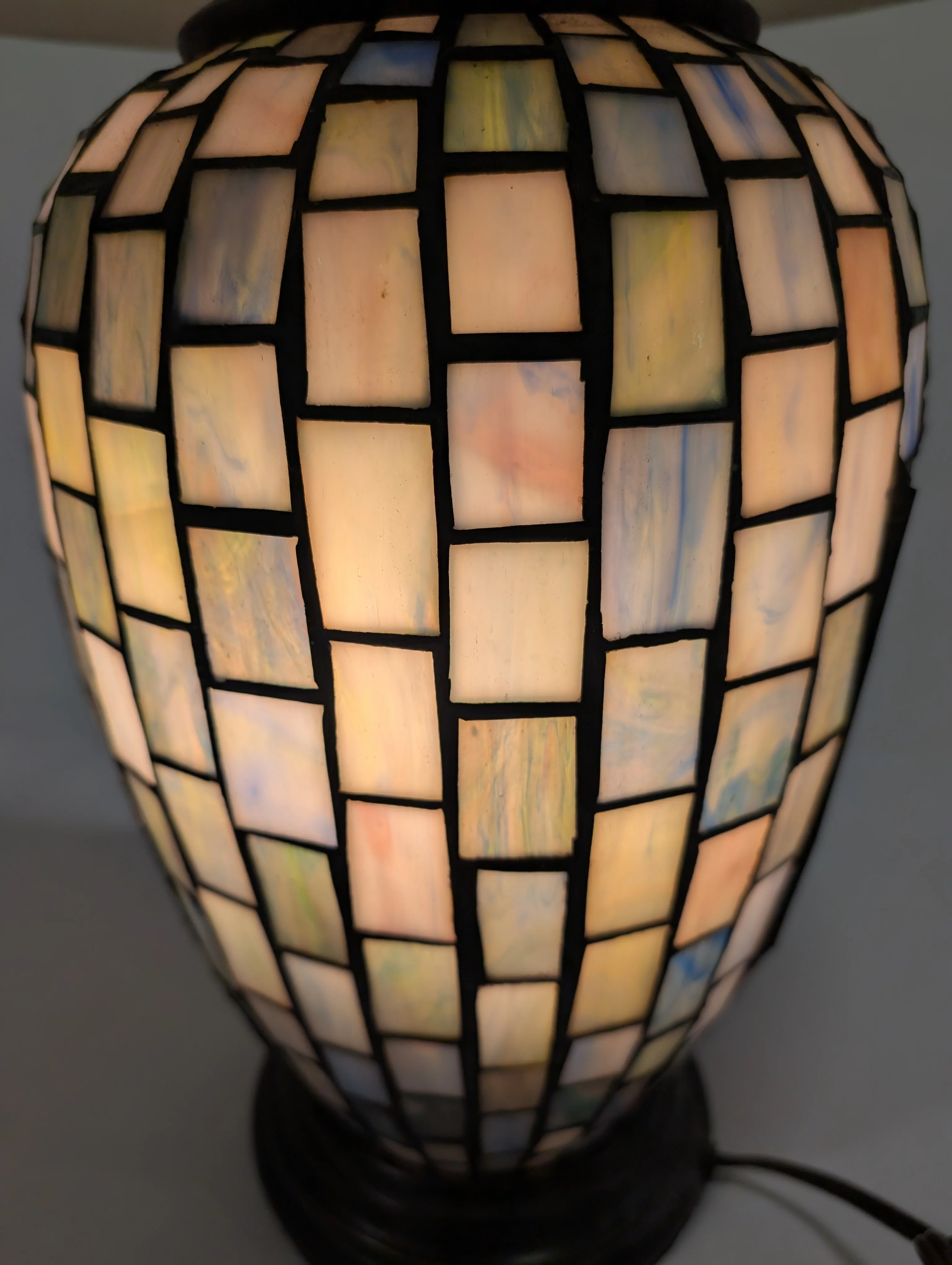 Artisan Mosaic Glass Table Lamp with Fabric Bell Shade - Image 12