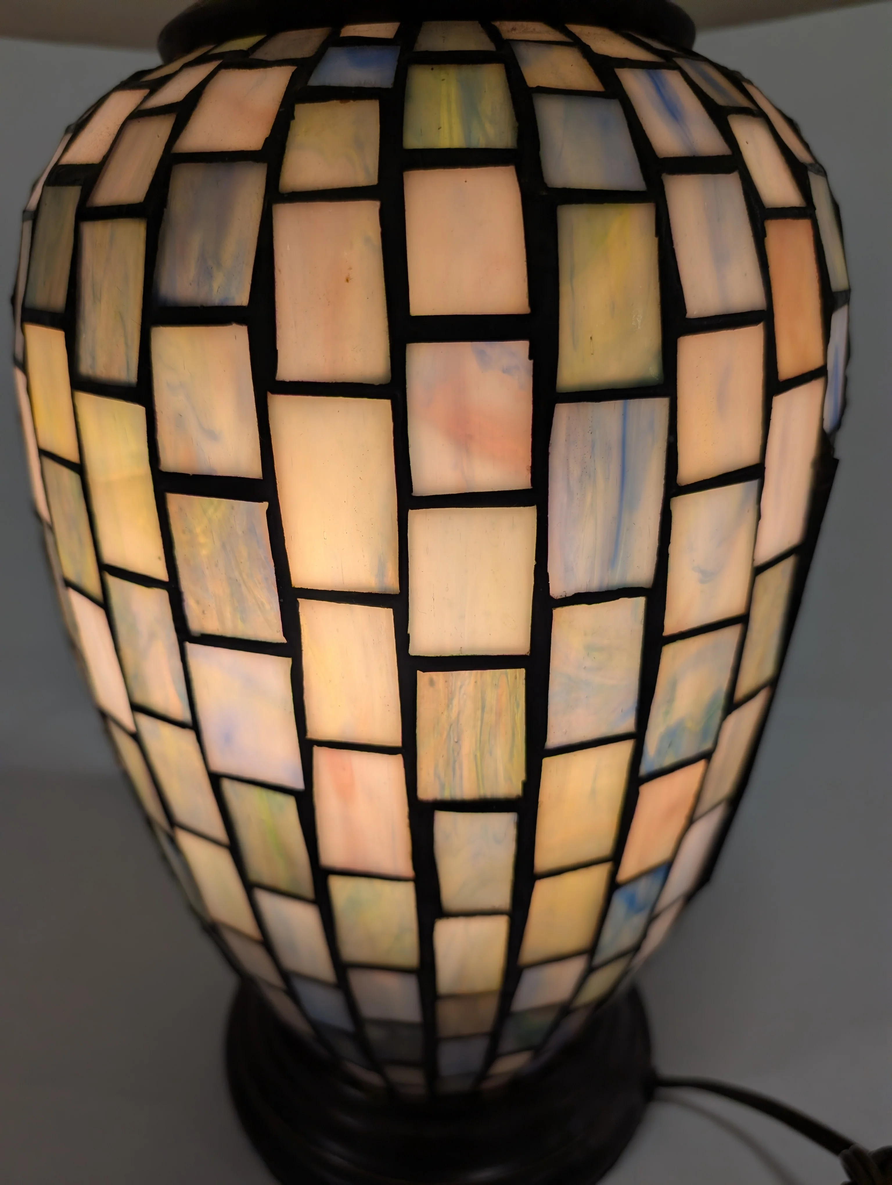 Artisan Mosaic Glass Table Lamp with Fabric Bell Shade - Image 15