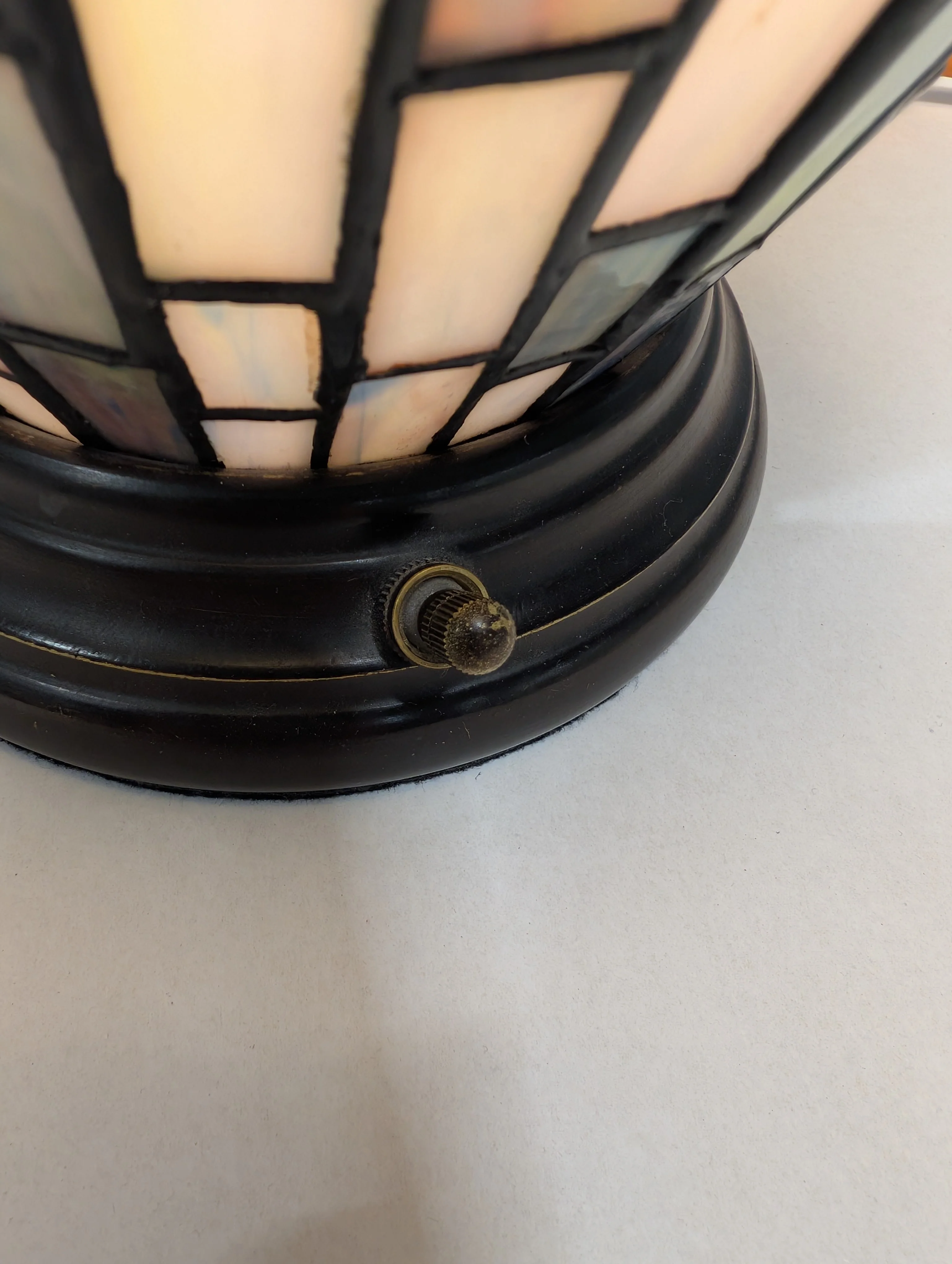 Artisan Mosaic Glass Table Lamp with Fabric Bell Shade - Image 4