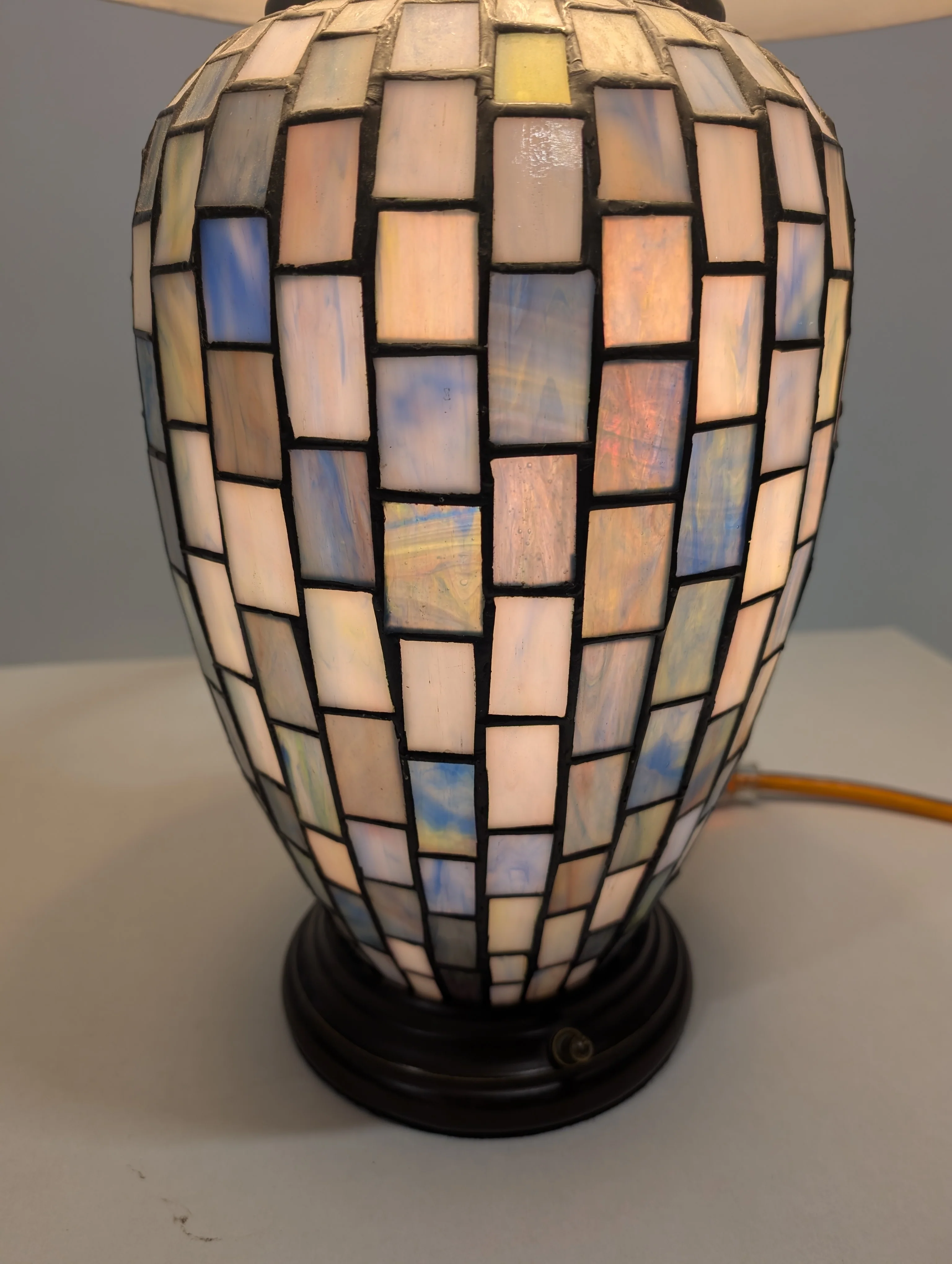 Artisan Mosaic Glass Table Lamp with Fabric Bell Shade - Image 5
