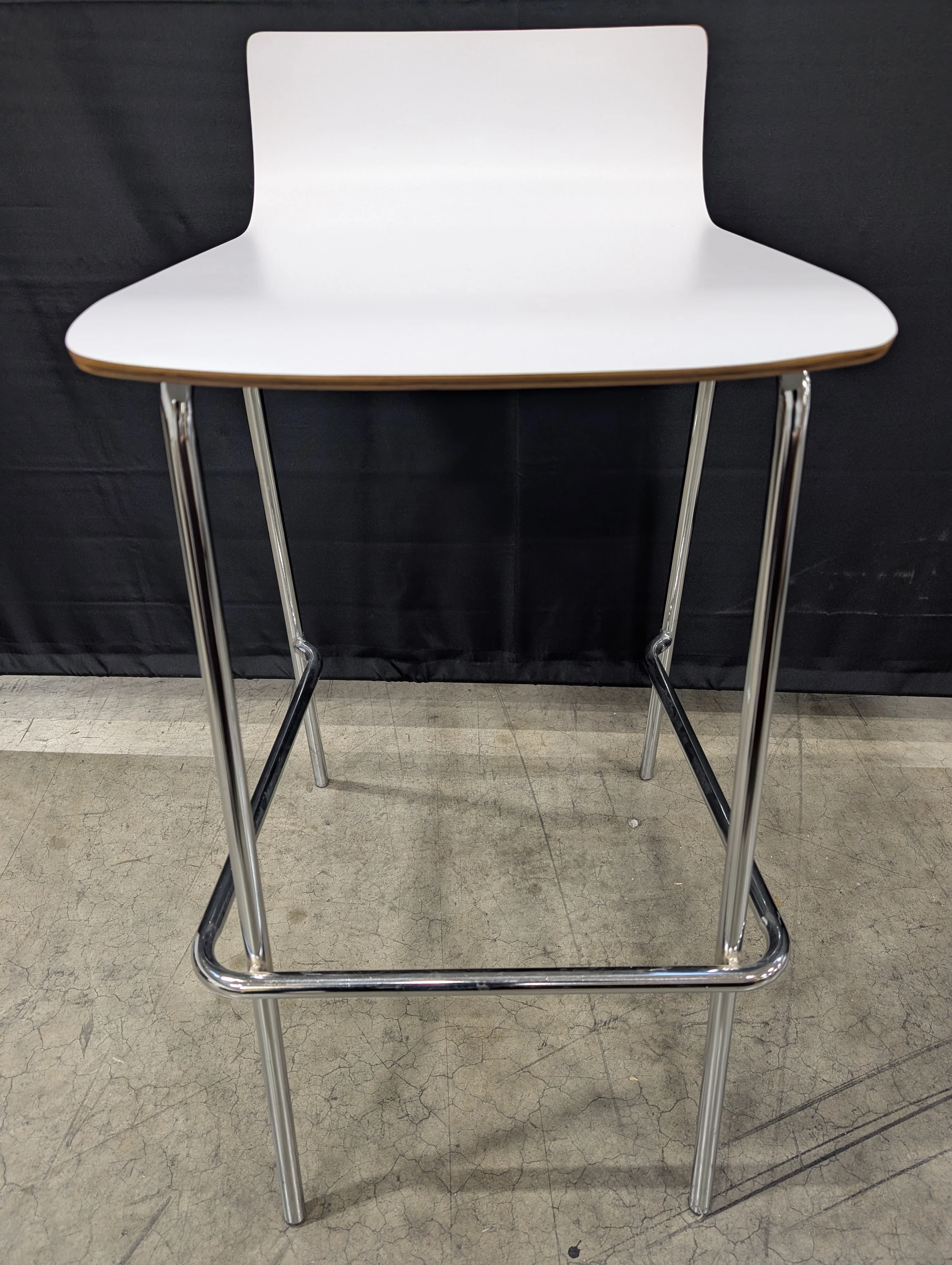 Modern White Counter Stool with Chrome Base