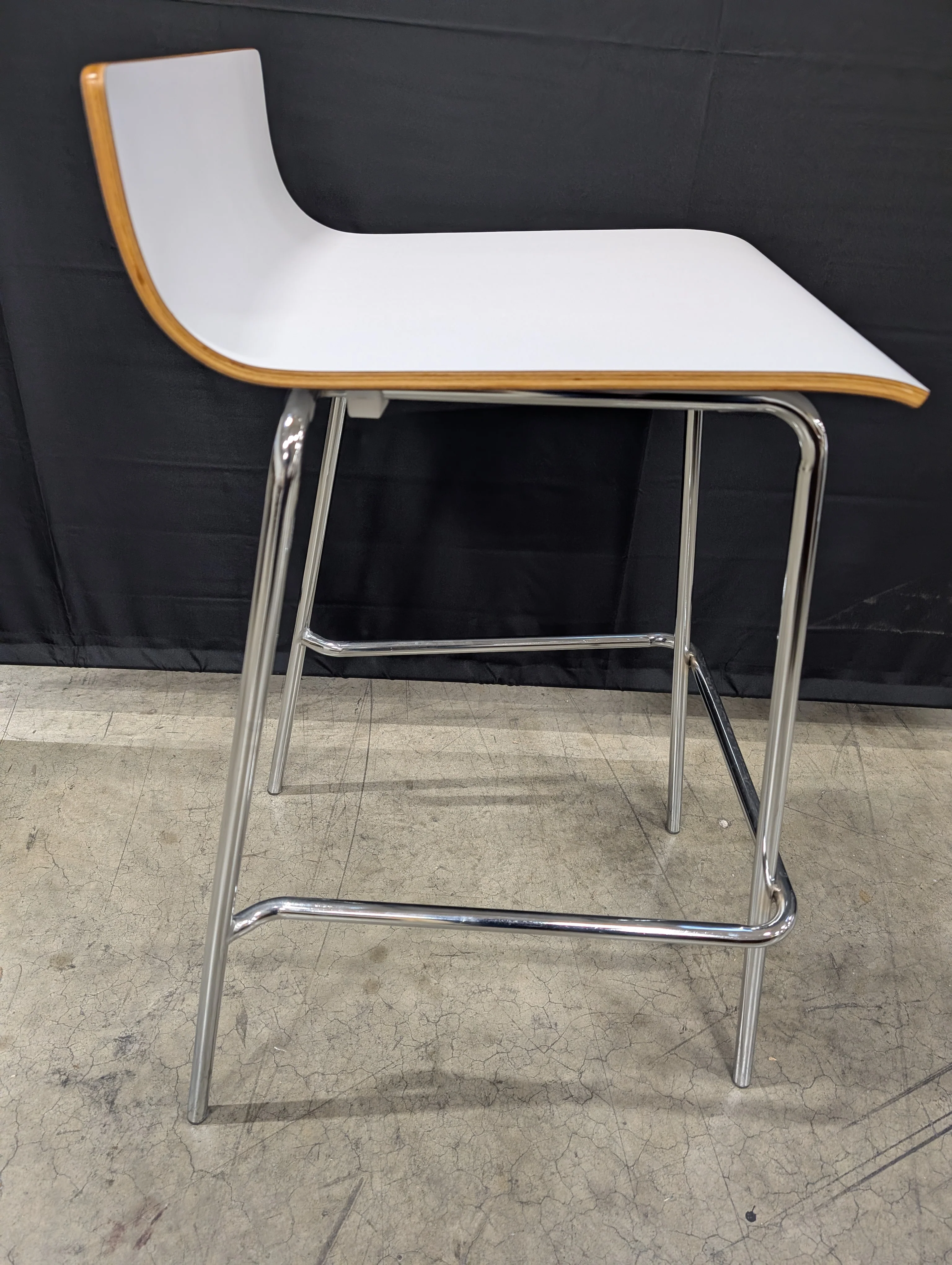 Modern White Counter Stool with Chrome Base - Image 4
