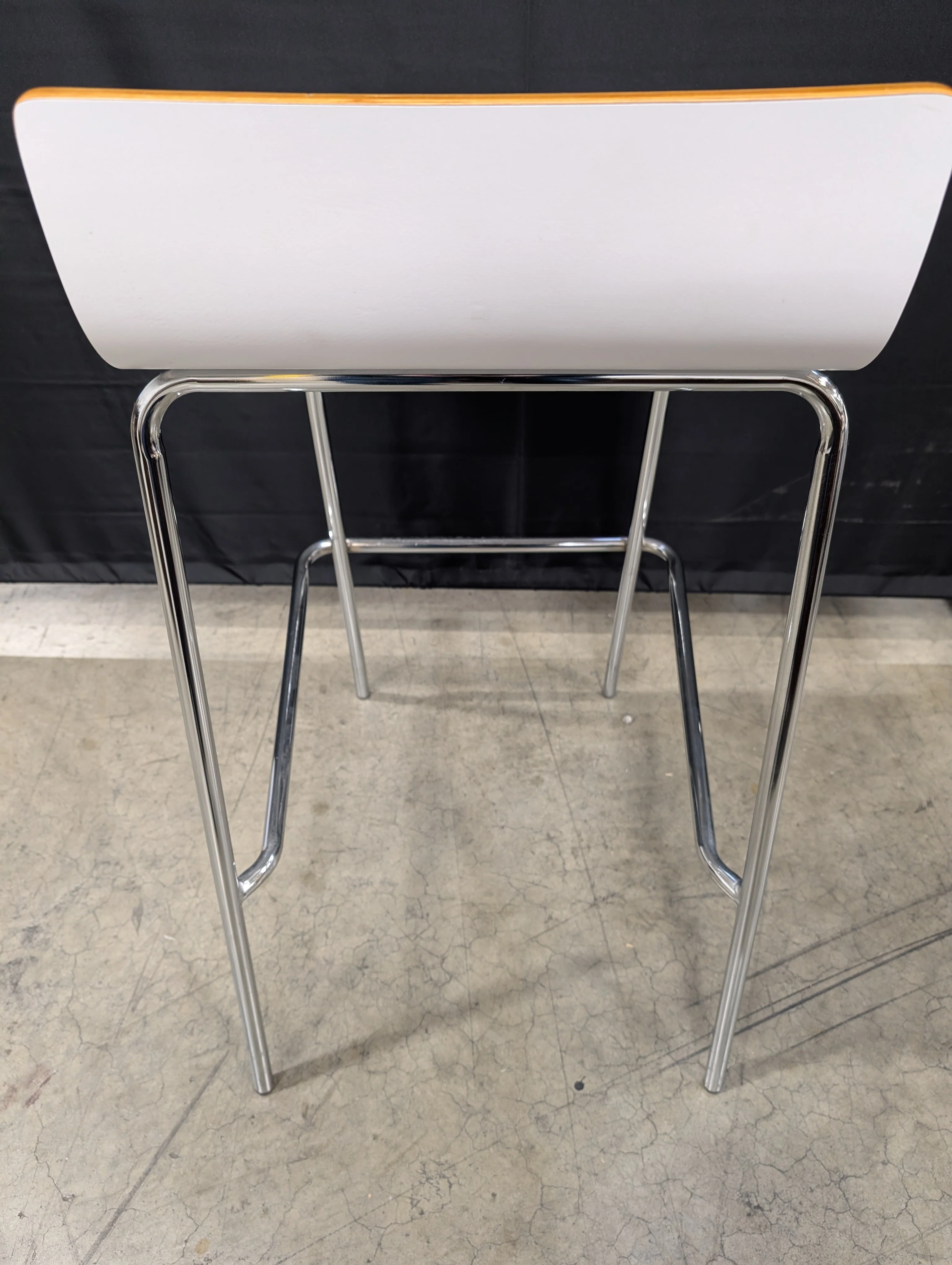 Modern White Counter Stool with Chrome Base - Image 5