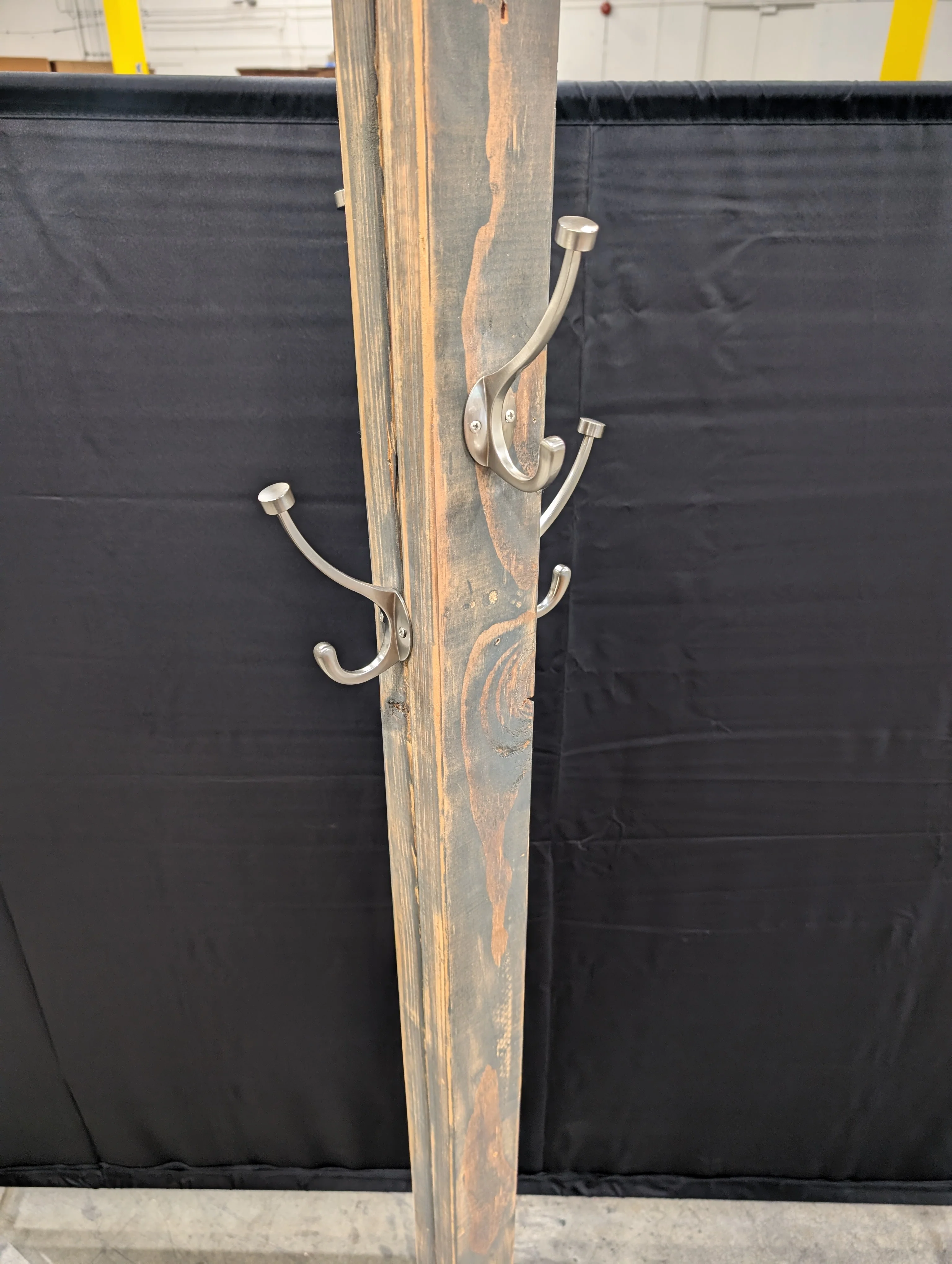 Rustic Wood Standing Coat Rack with Multiple Metal Hooks - Image 2