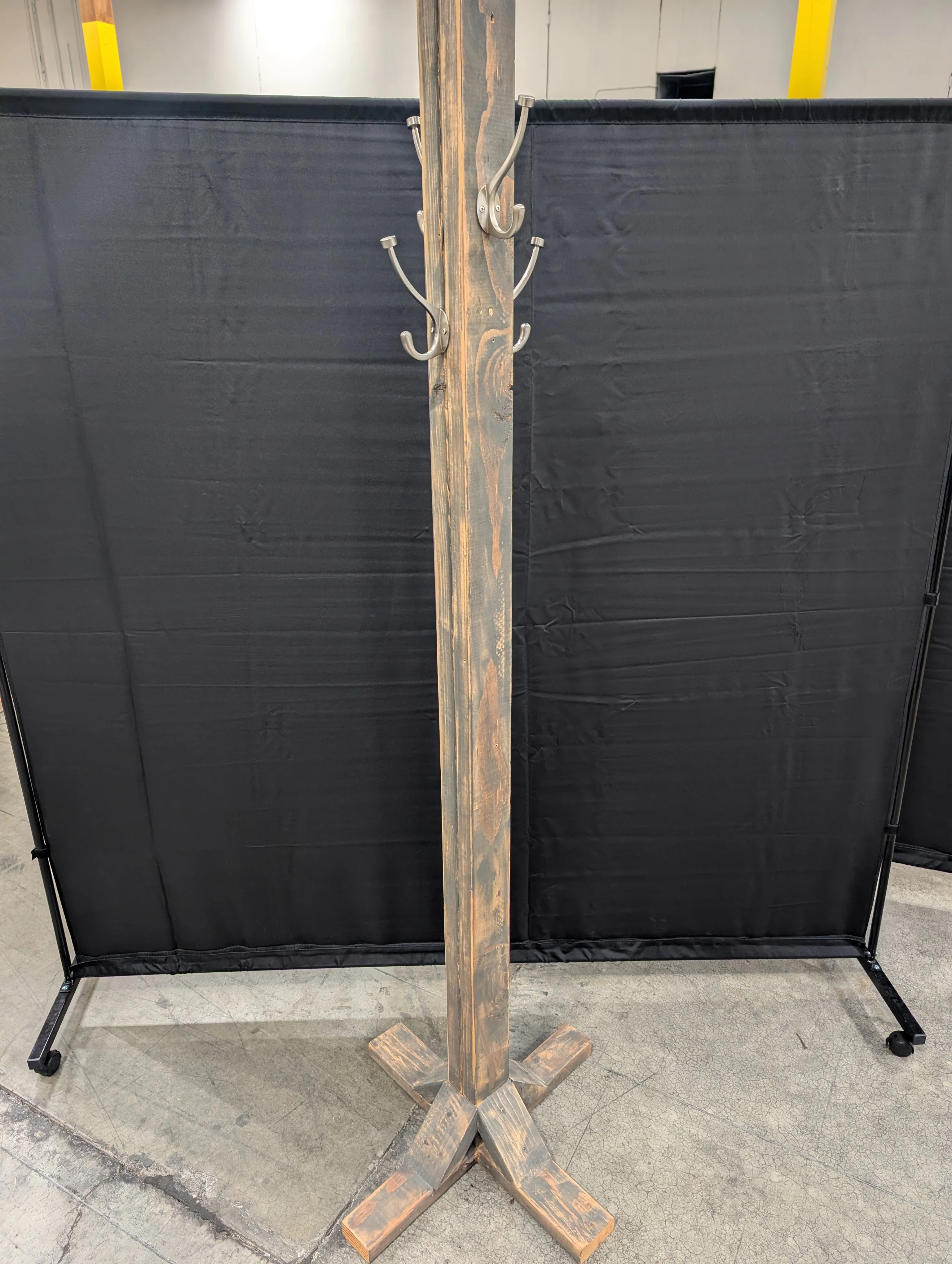 Rustic Wood Standing Coat Rack with Multiple Metal Hooks - Image 3