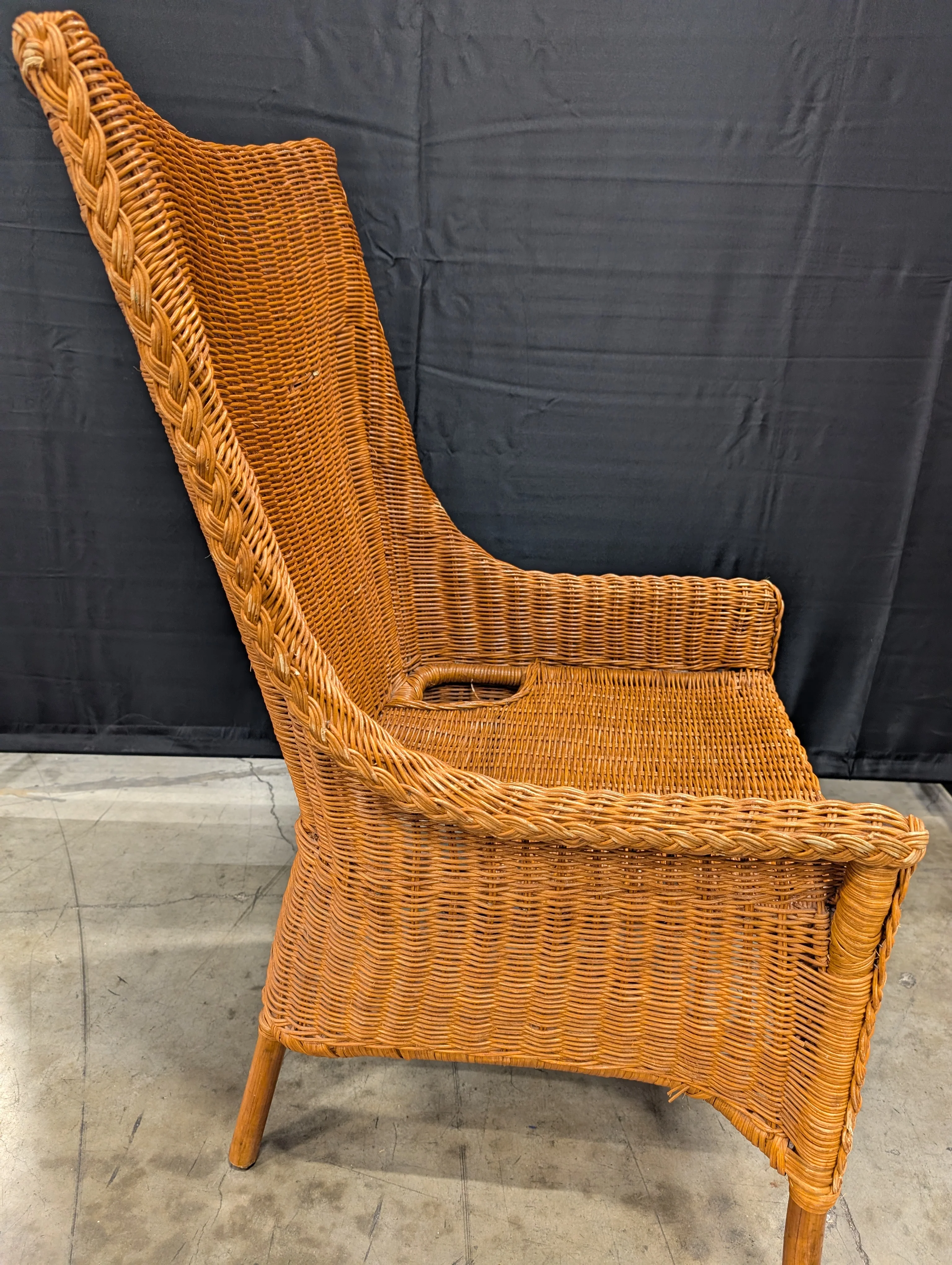 Woven Rattan High-Back Lounge Chair - Image 4